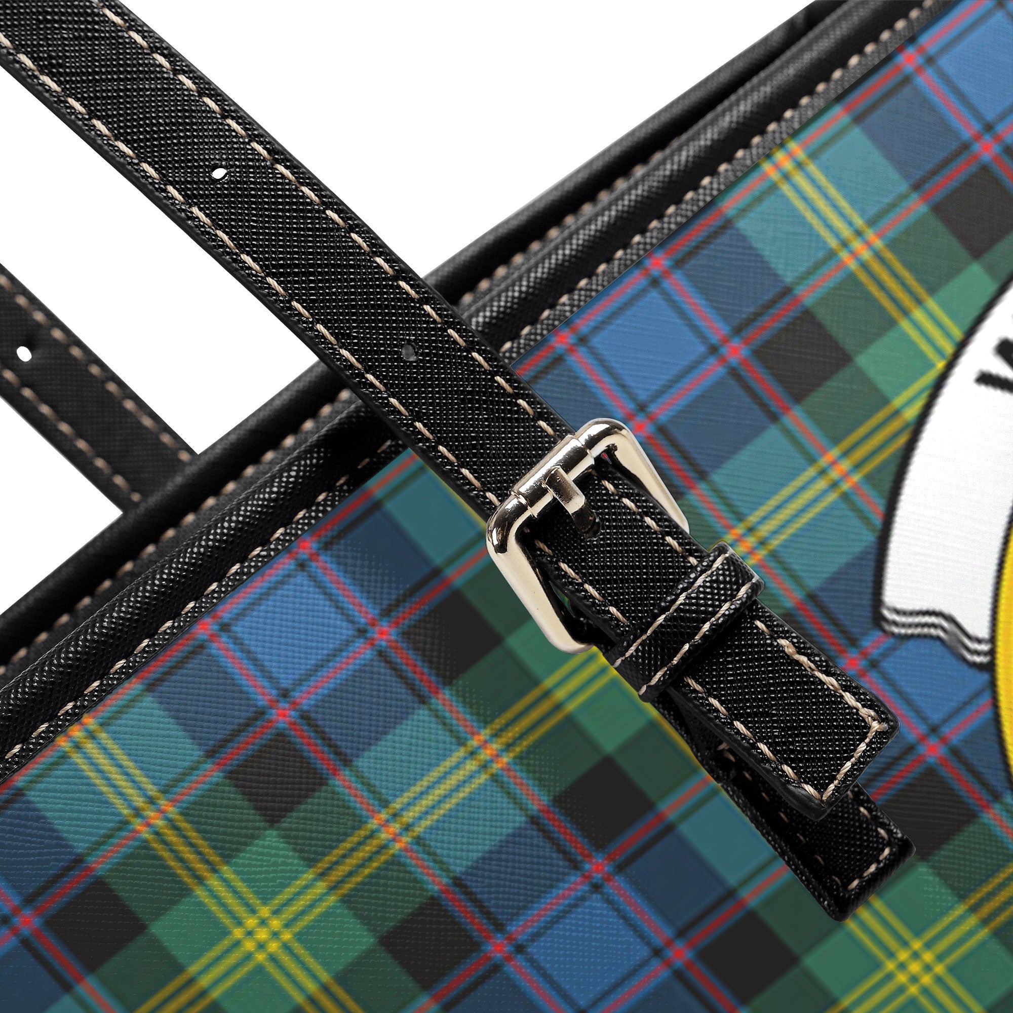 Watson Ancient Tartan Crest Leather Tote Bag