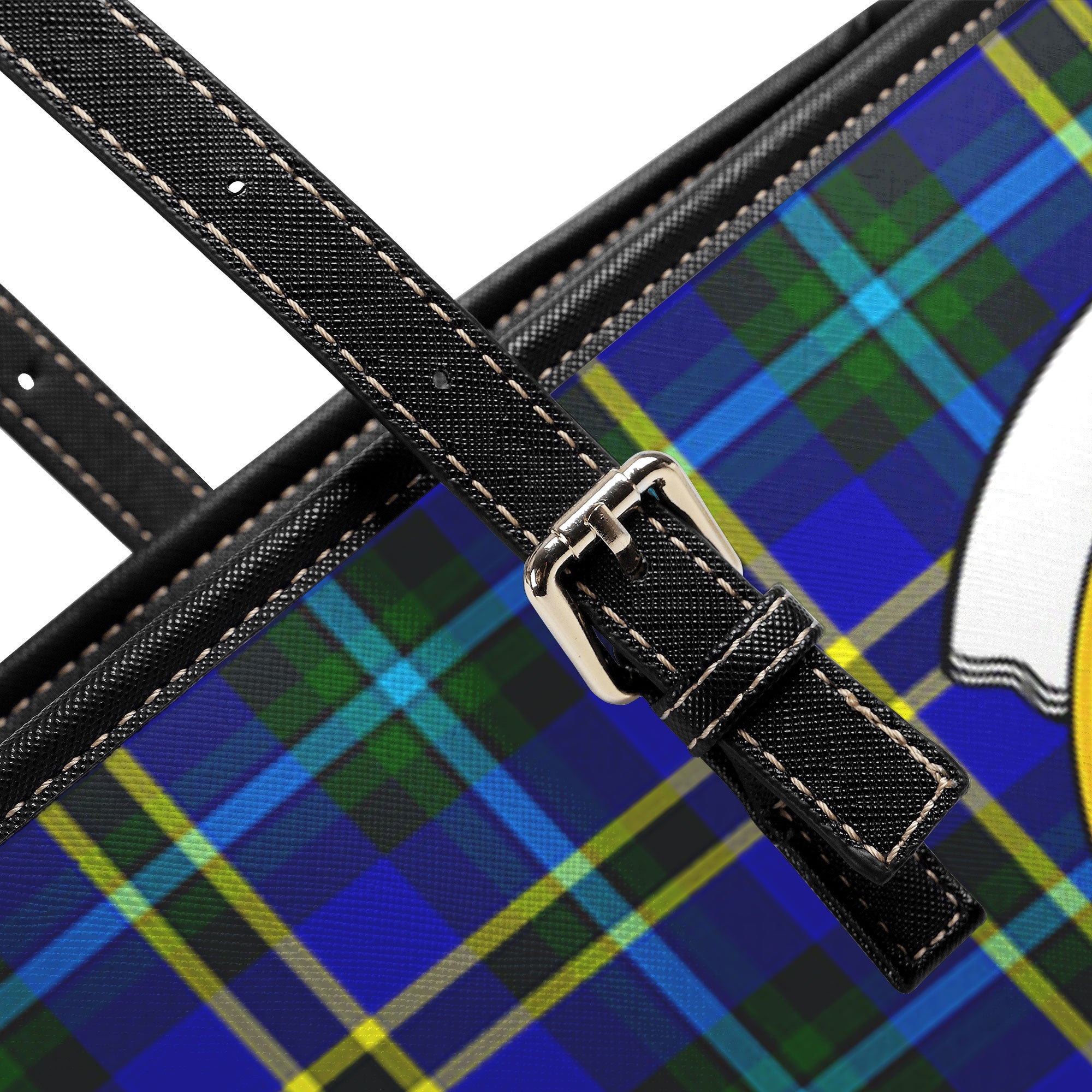 Weir Modern Tartan Crest Leather Tote Bag