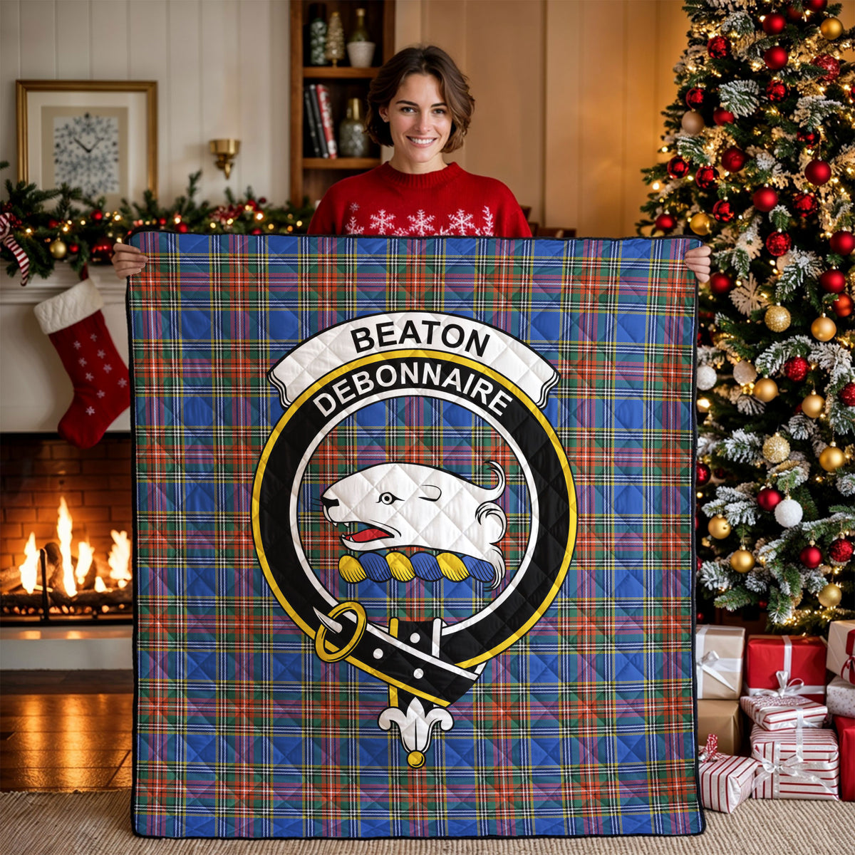 Beaton Ancient Tartan Crest Quilt