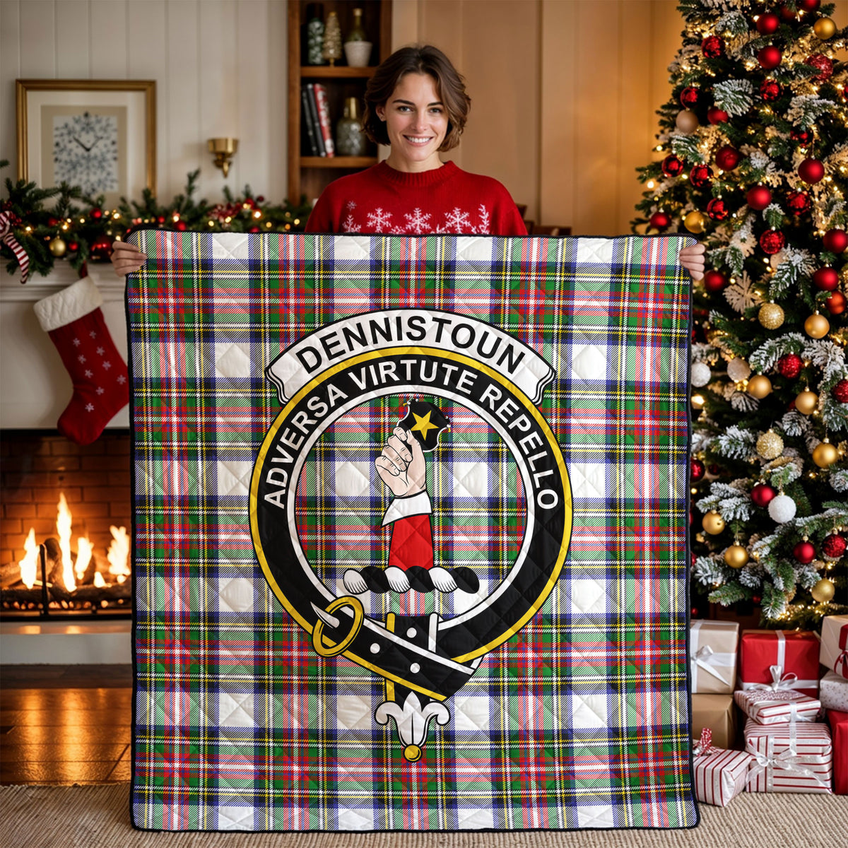 Dennistoun Tartan Crest Quilt