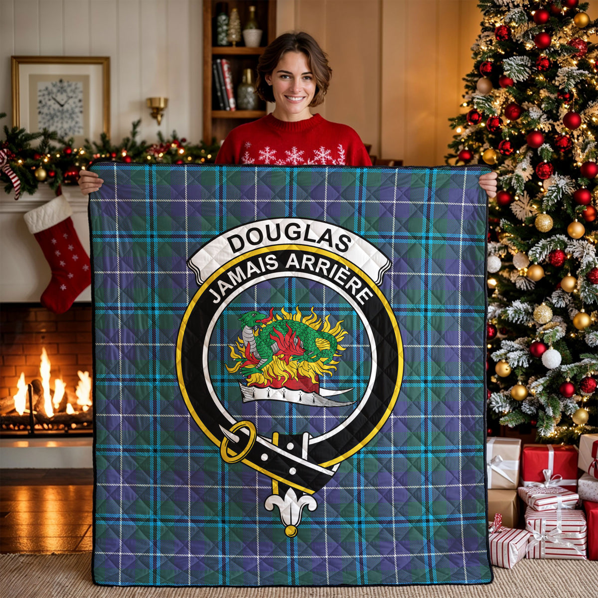 Douglas Modern Tartan Crest Quilt
