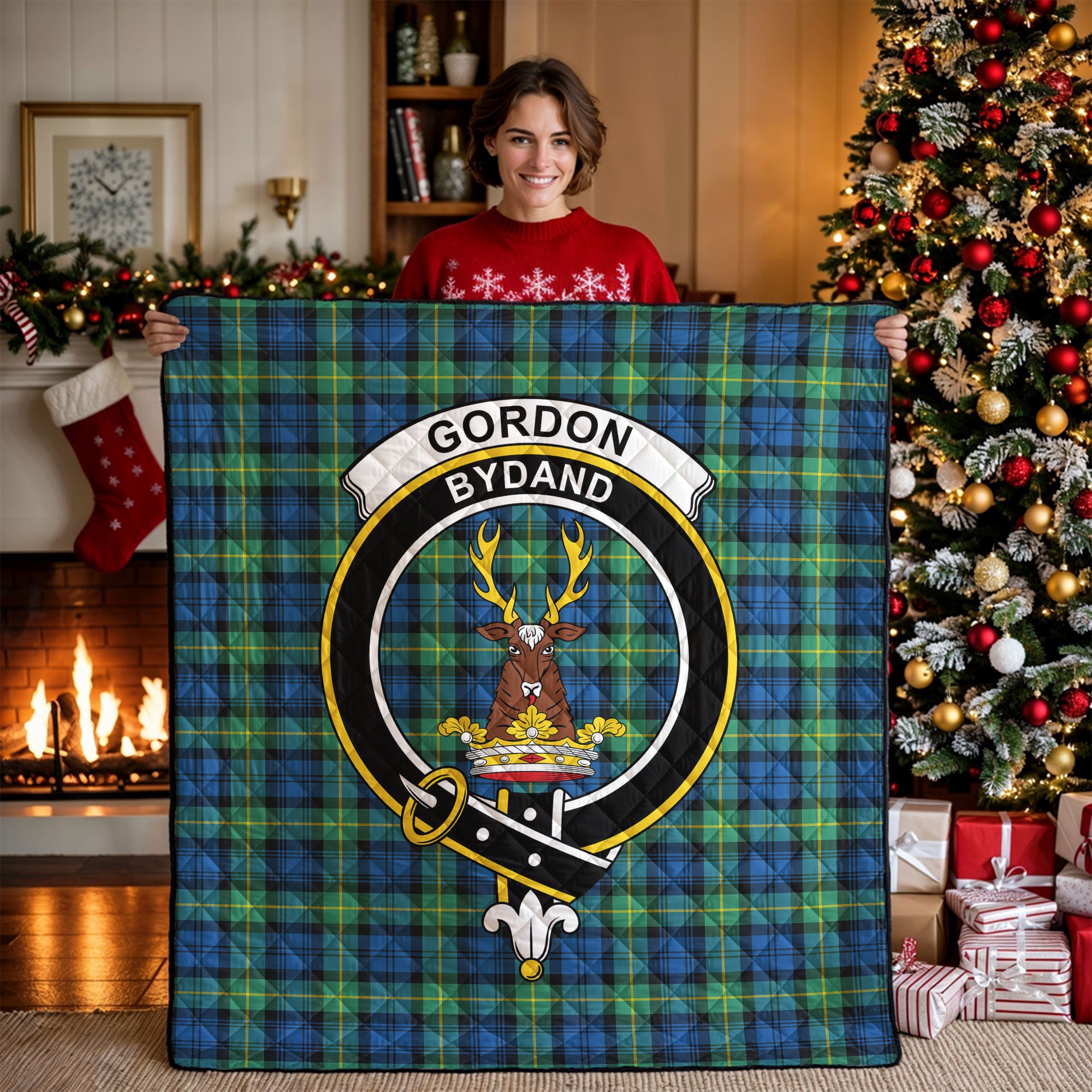 Gordon Ancient Tartan Crest Quilt