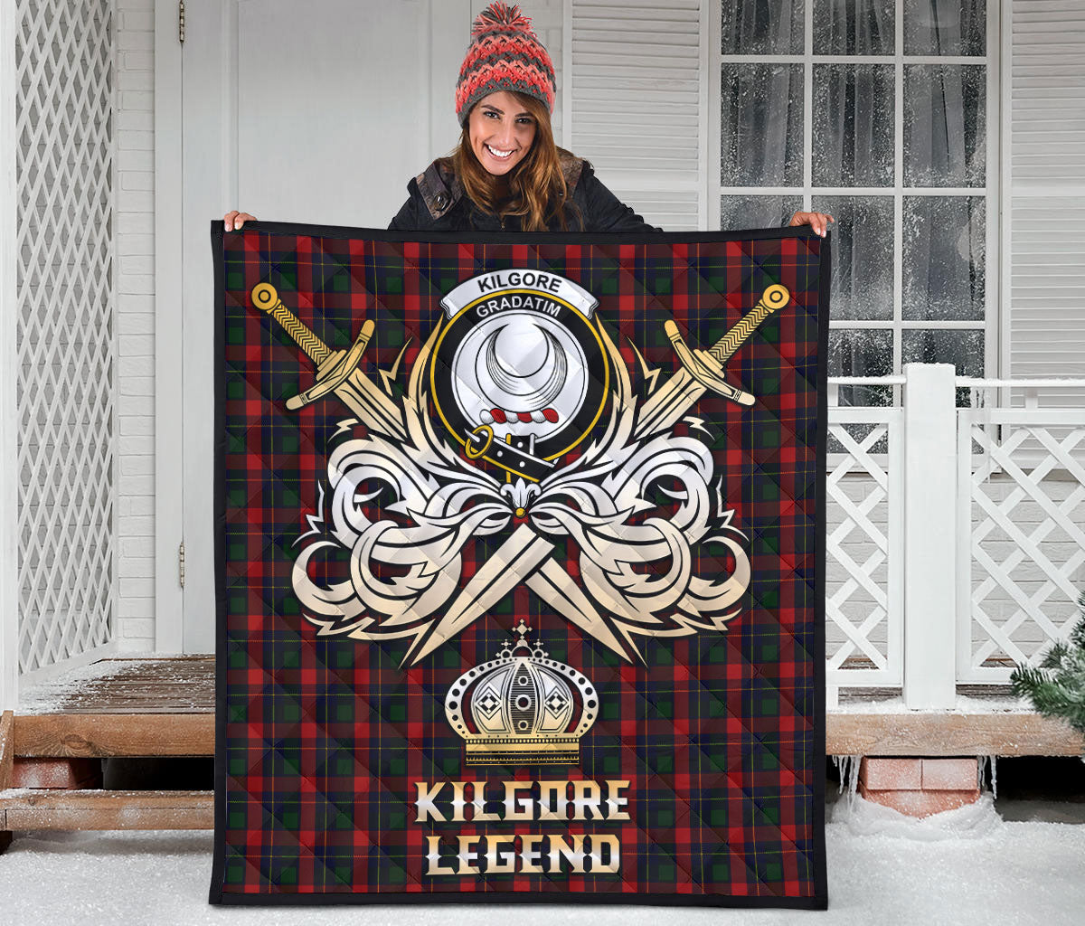 Kilgore Tartan Crest Legend Gold Royal Premium Quilt