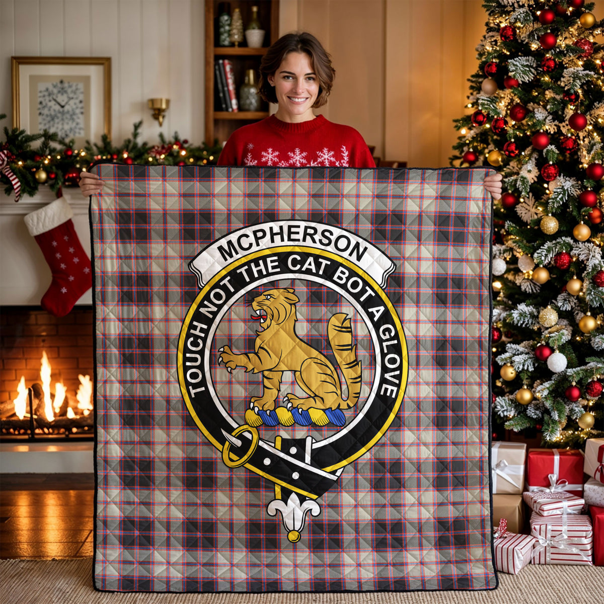 McPherson Hunting Ancient Tartan Crest Quilt