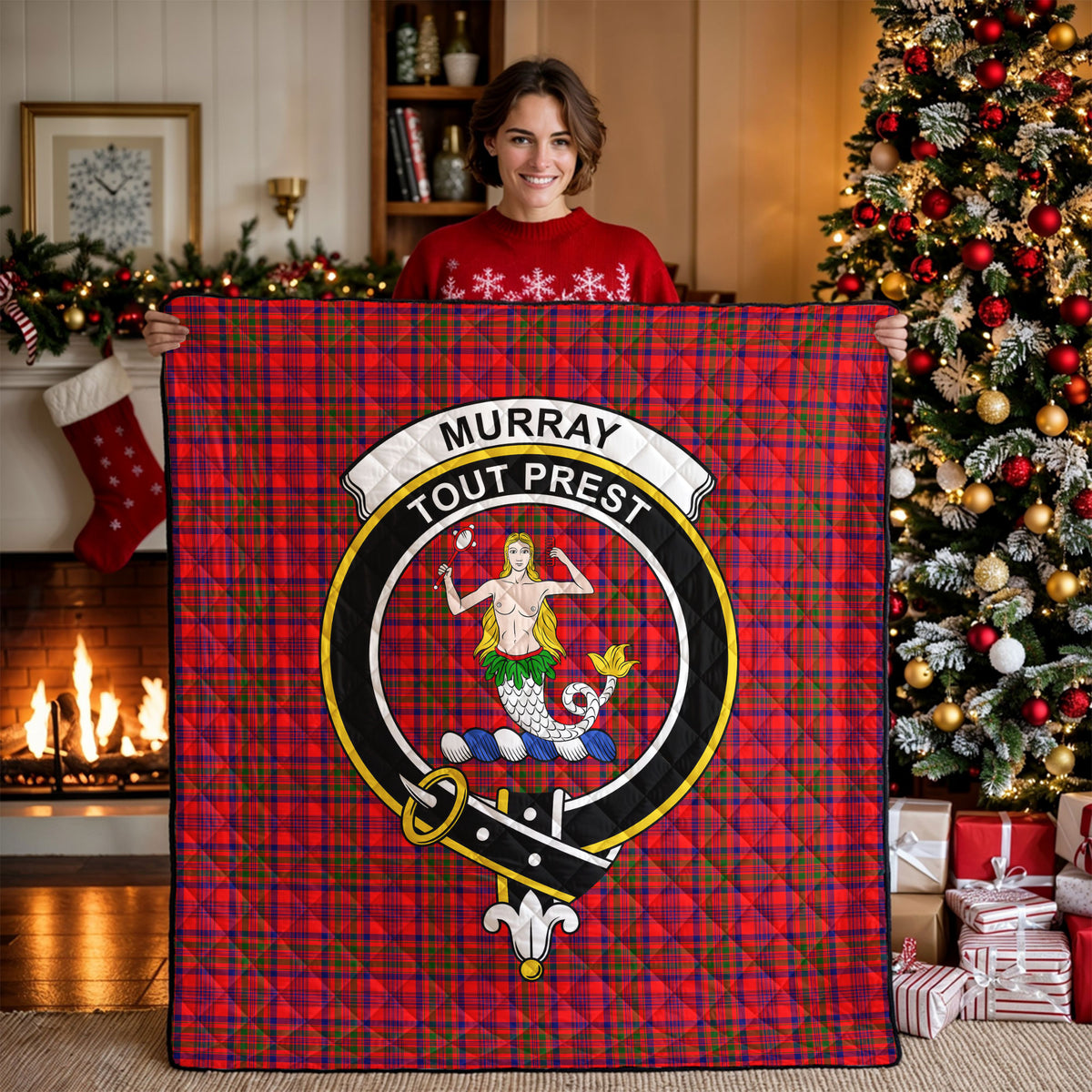 Murray of Tulloch Modern Tartan Crest Quilt
