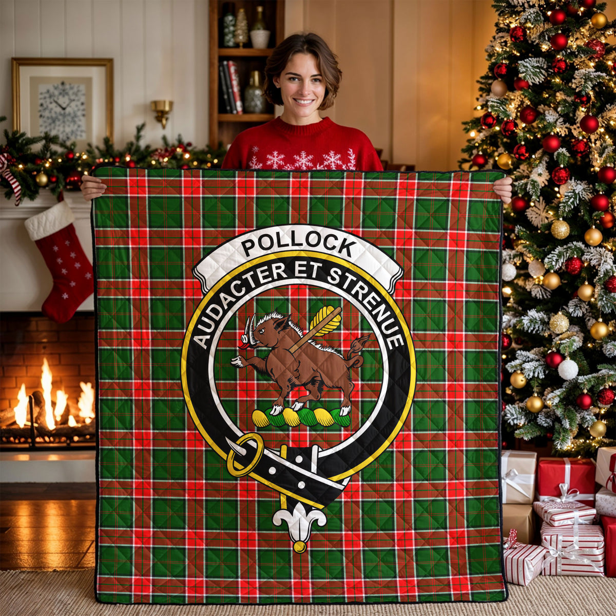 Pollock Tartan Crest Quilt