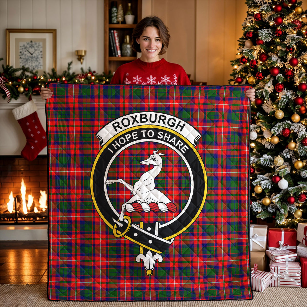 Roxburgh District Tartan Crest Quilt