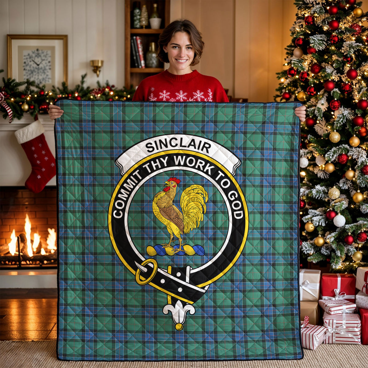 Sinclair Hunting Ancient Tartan Crest Quilt