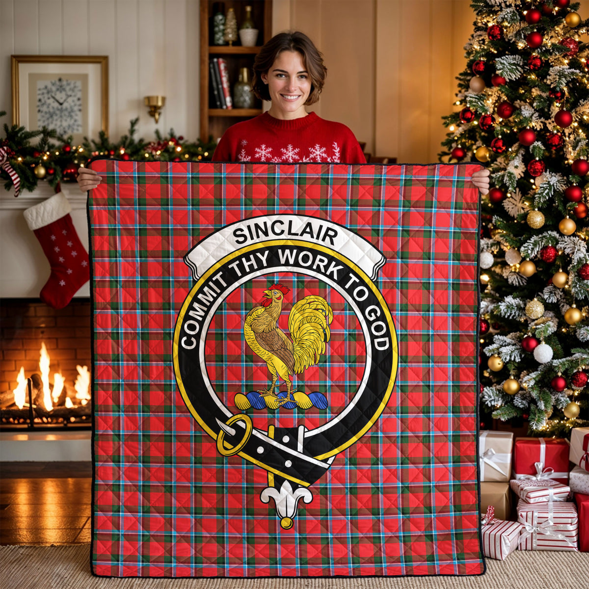 Sinclair Modern Tartan Crest Quilt