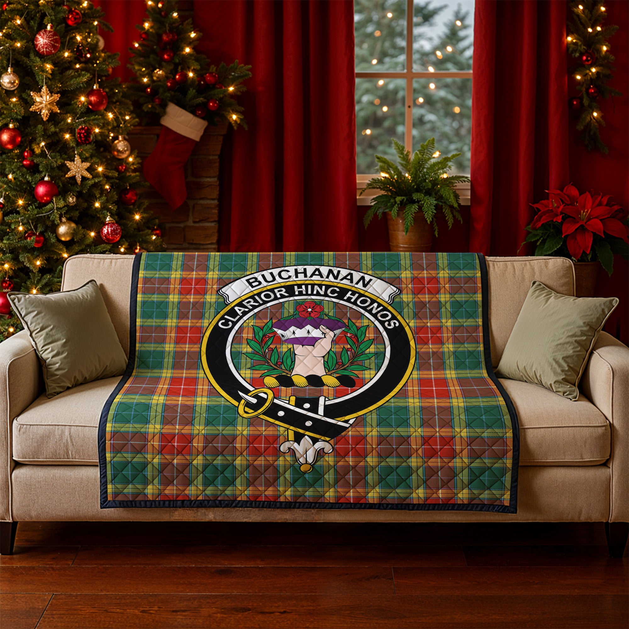 Buchanan Old Sett Tartan Crest Quilt