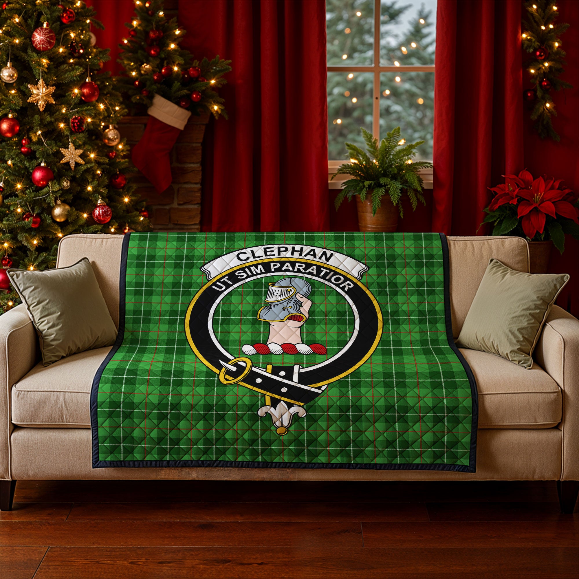 Clephan (or Clephane) Tartan Crest Quilt