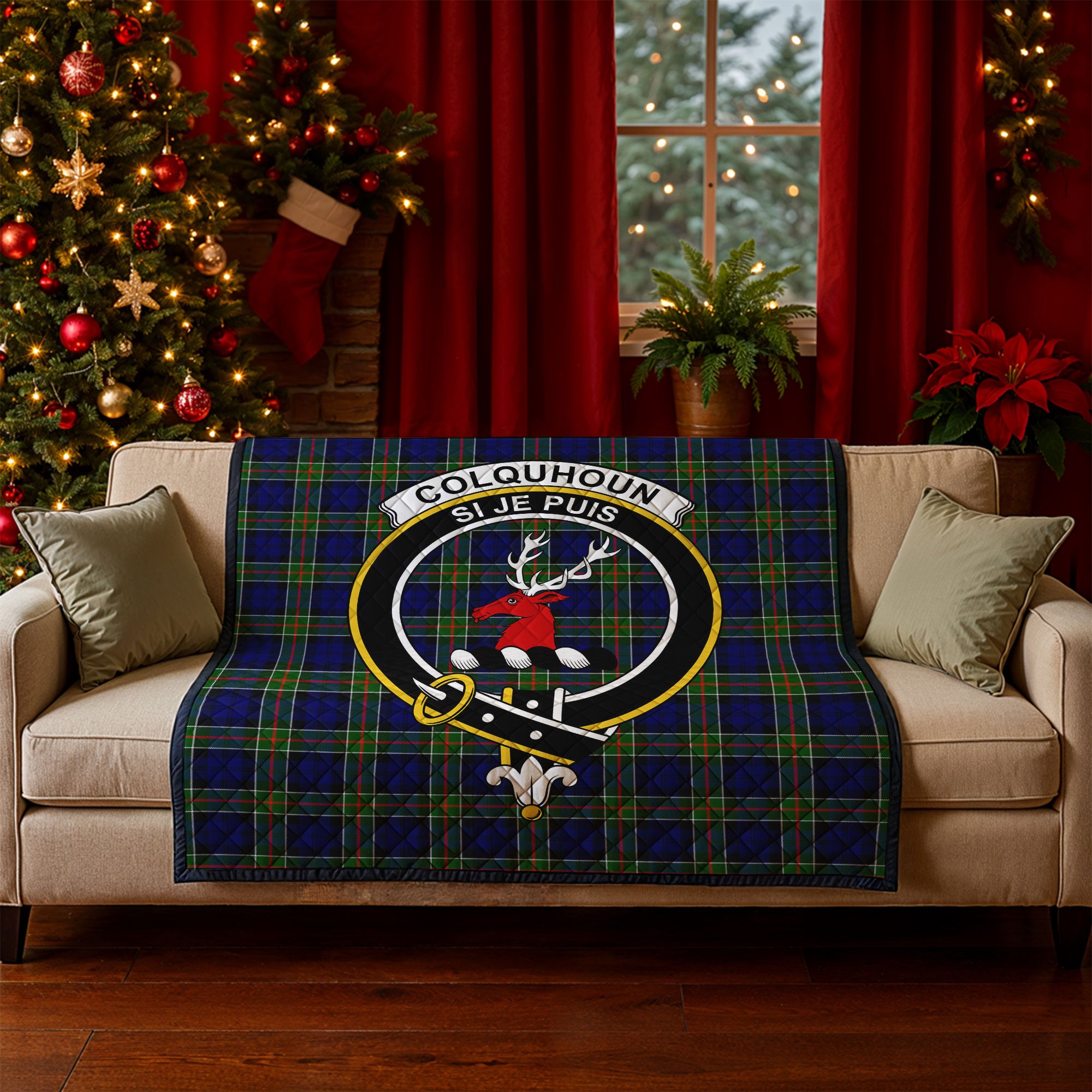 Colquhoun Modern Tartan Crest Quilt