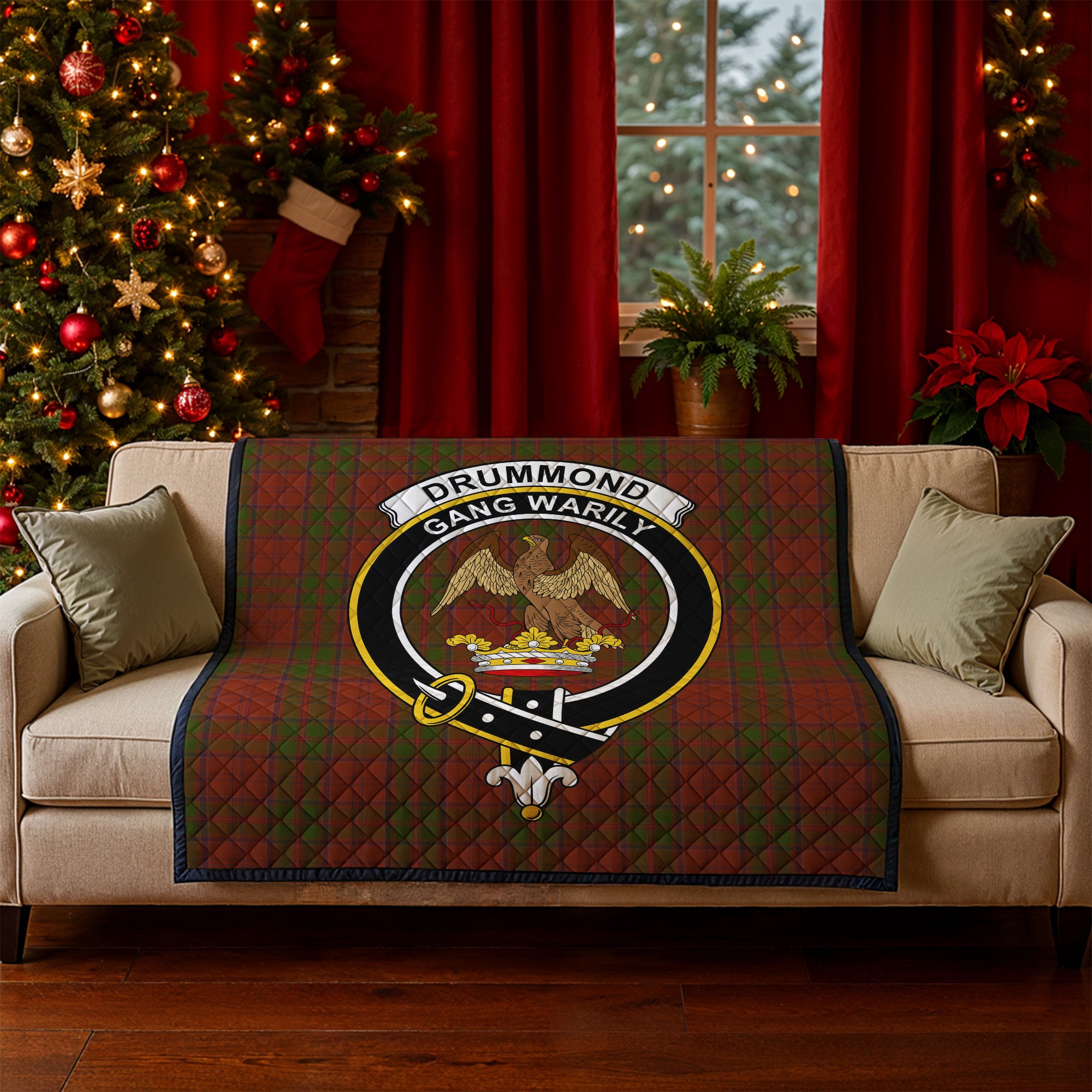 Drummond Clan Tartan Crest Quilt