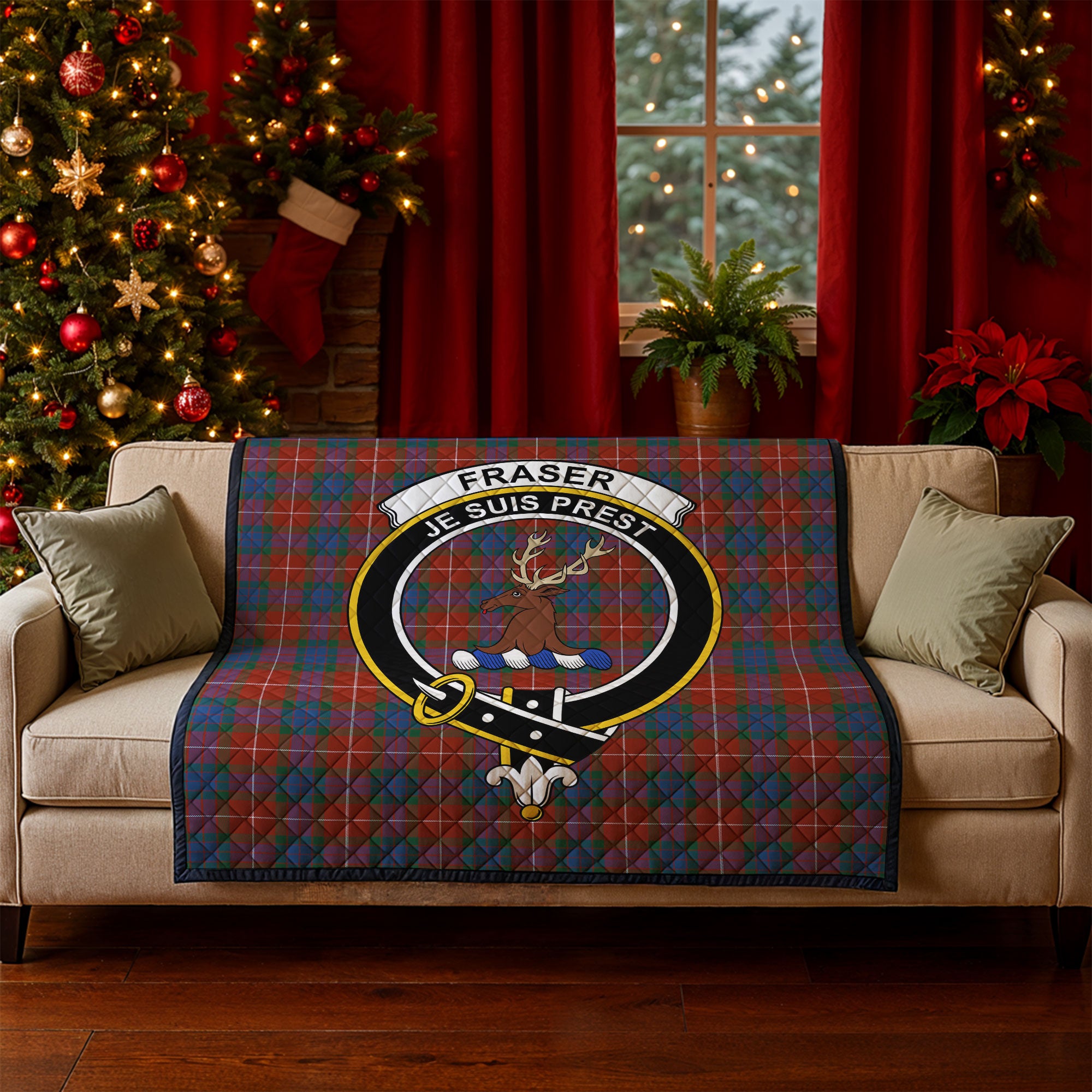 Fraser (of Lovat) Ancient Tartan Crest Quilt