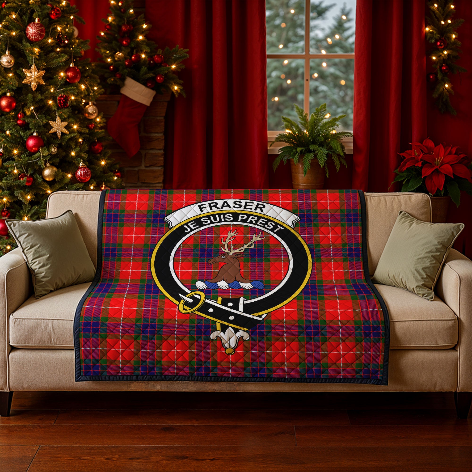 Fraser (of Lovat) Modern Tartan Crest Quilt