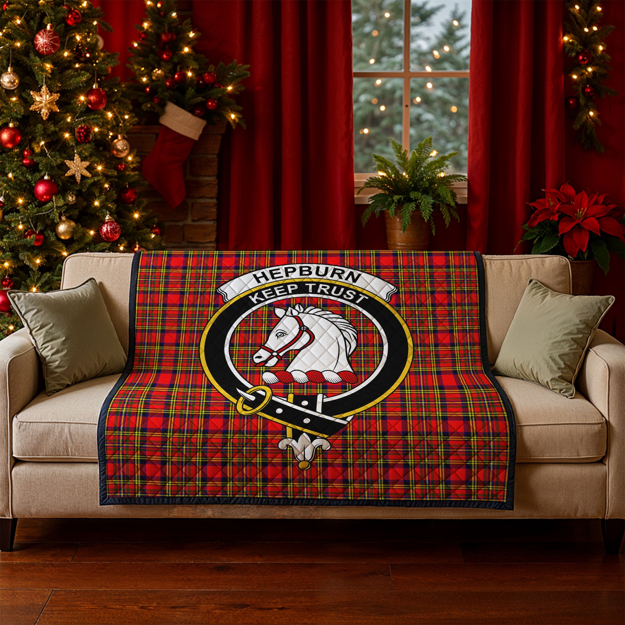 Hepburn Tartan Crest Quilt