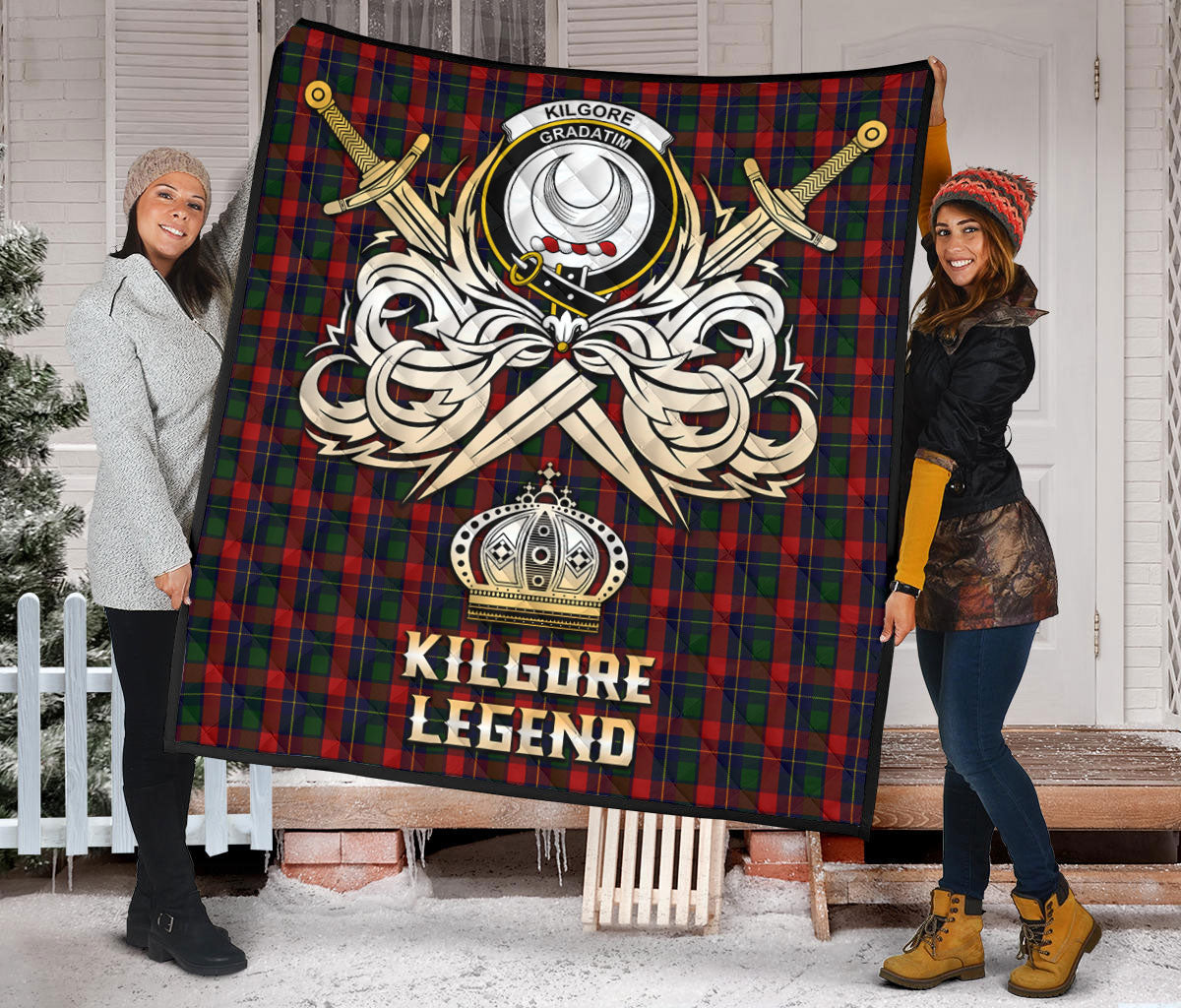 Kilgore Tartan Crest Legend Gold Royal Premium Quilt