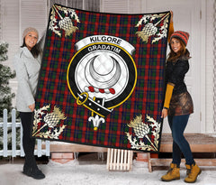 Kilgore Tartan Crest Premium Quilt - Gold Thistle Style