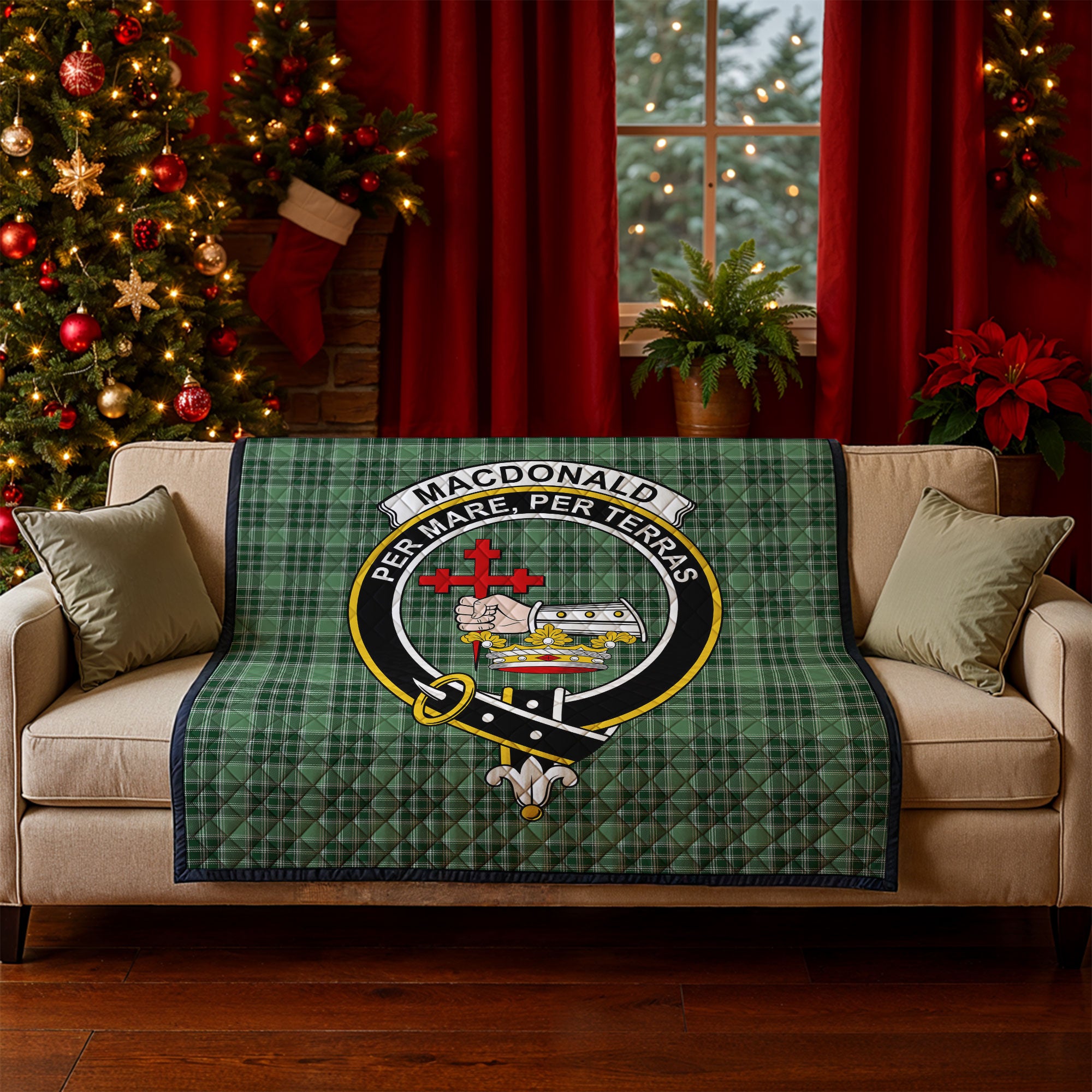 MacDonald Lord of the Isles Hunting Tartan Crest Quilt