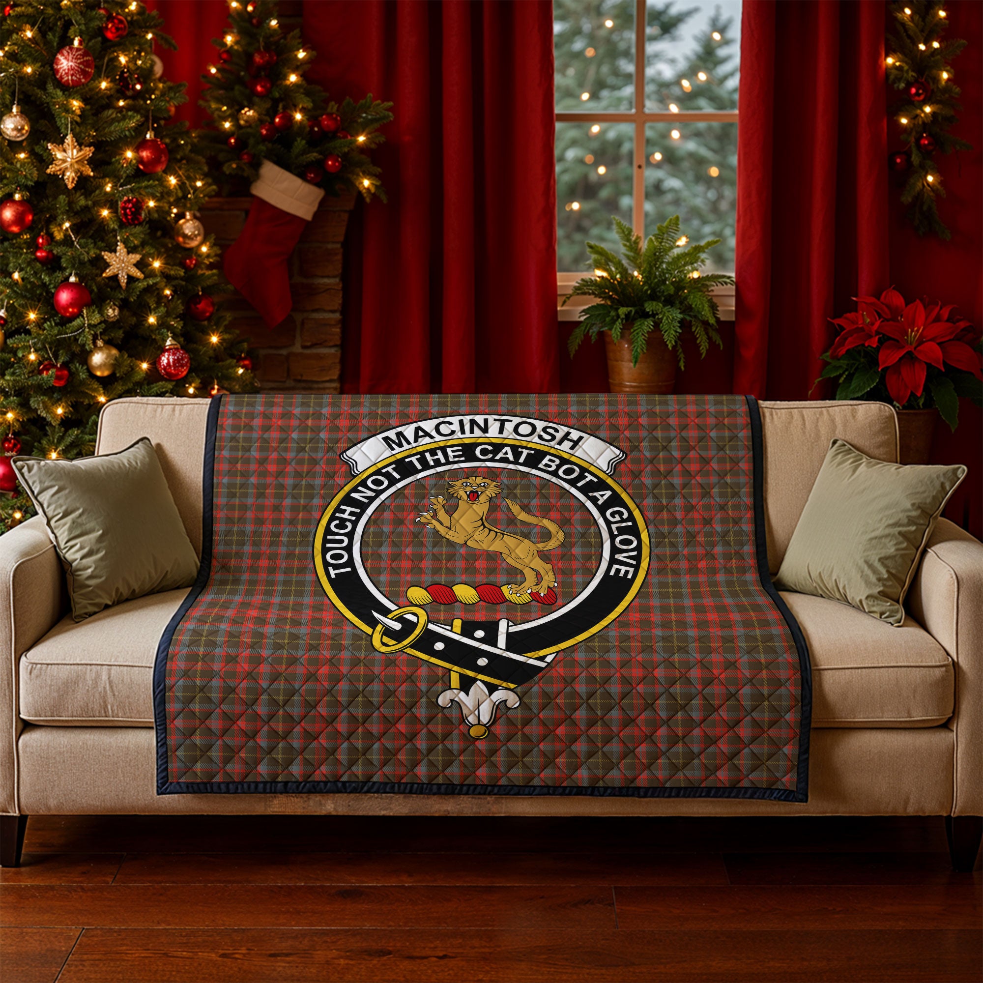 MacIntosh Hunting Weathered Tartan Crest Quilt