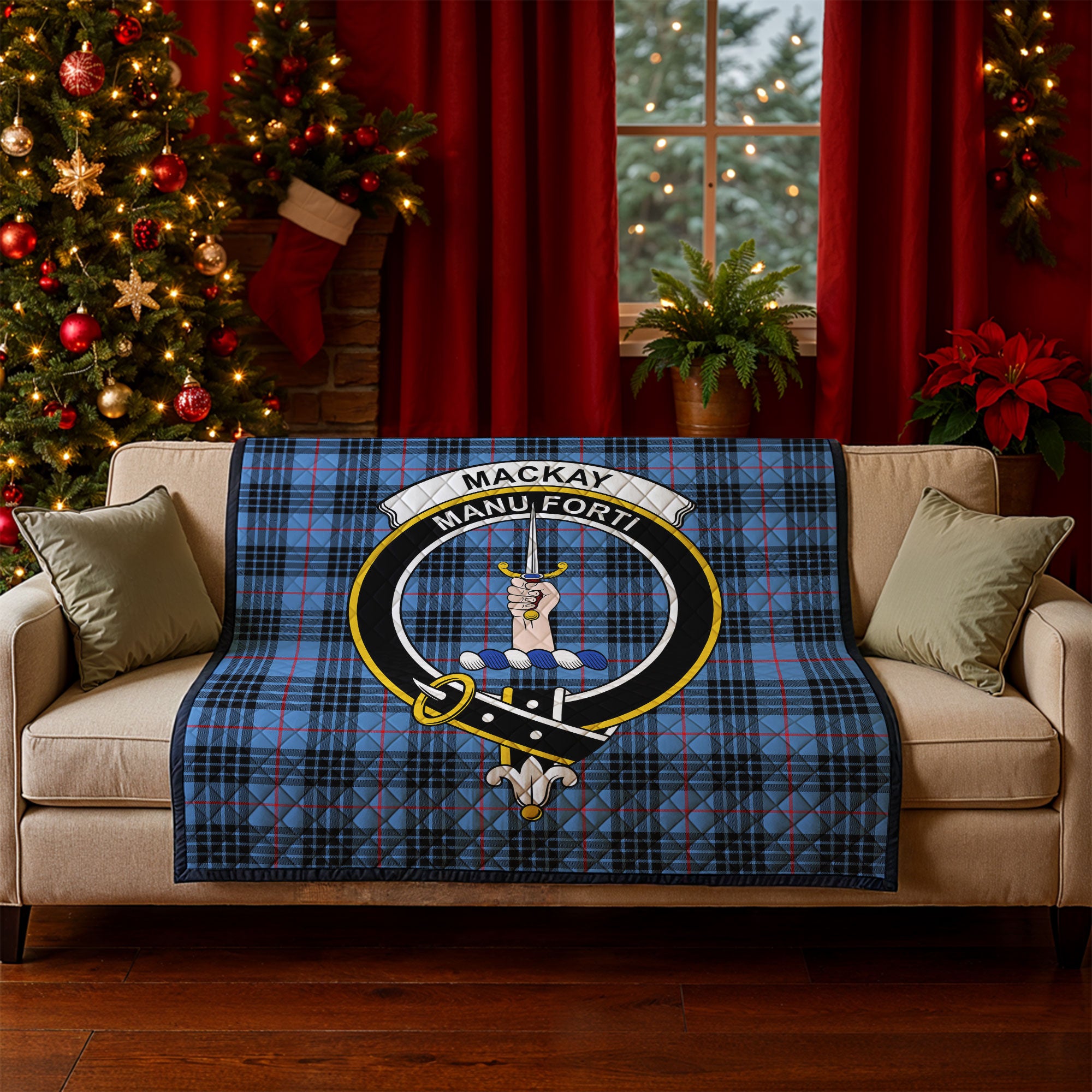 MacKay Blue Tartan Crest Quilt