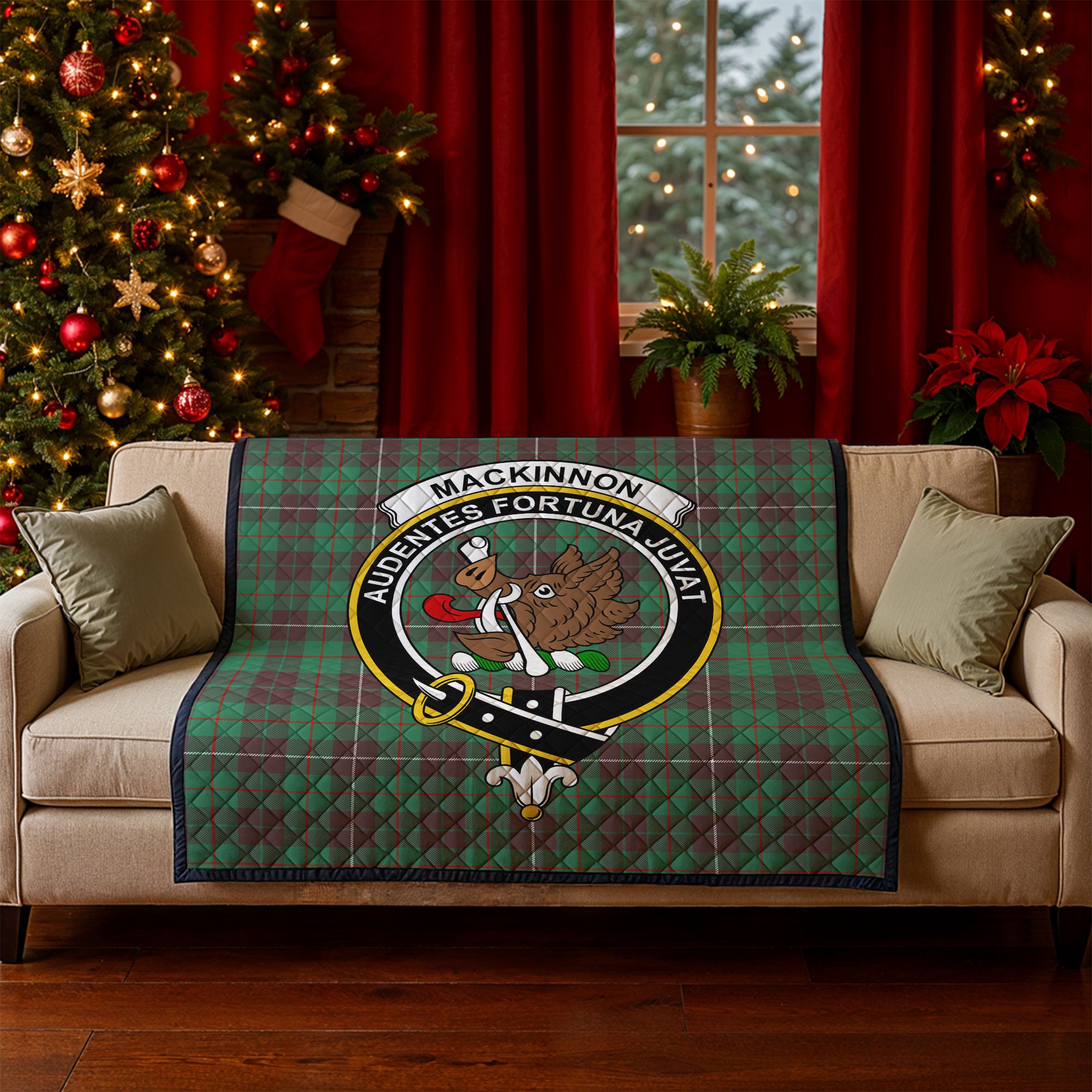 MacKinnon Hunting Ancient Tartan Crest Quilt