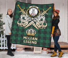 McLean Hunting Ancient Tartan Crest Legend Gold Royal Premium Quilt