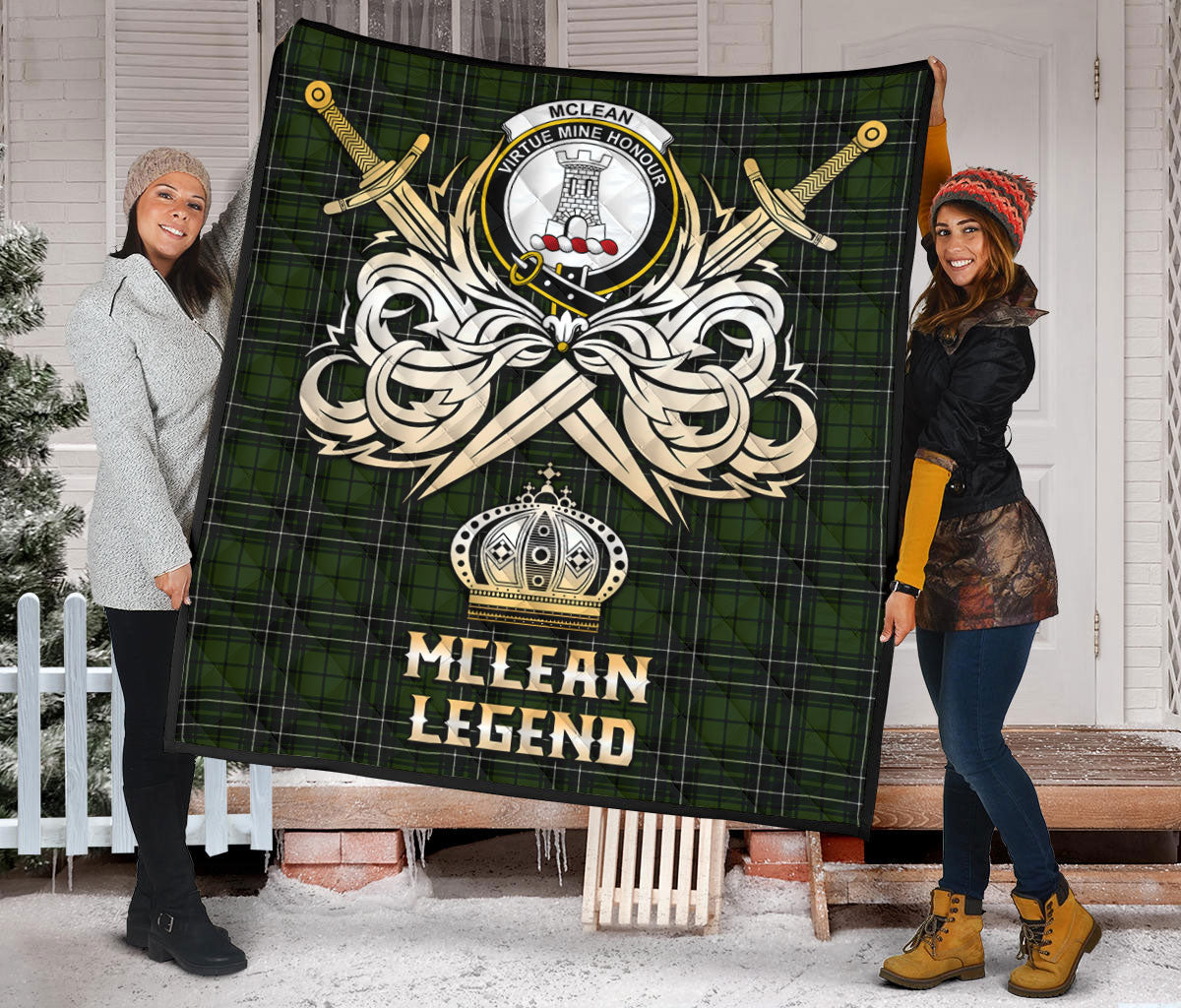 McLean Hunting Tartan Crest Legend Gold Royal Premium Quilt