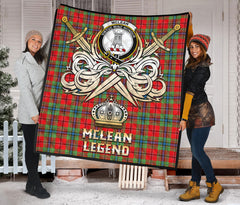 McLean of Duart Modern Tartan Crest Legend Gold Royal Premium Quilt