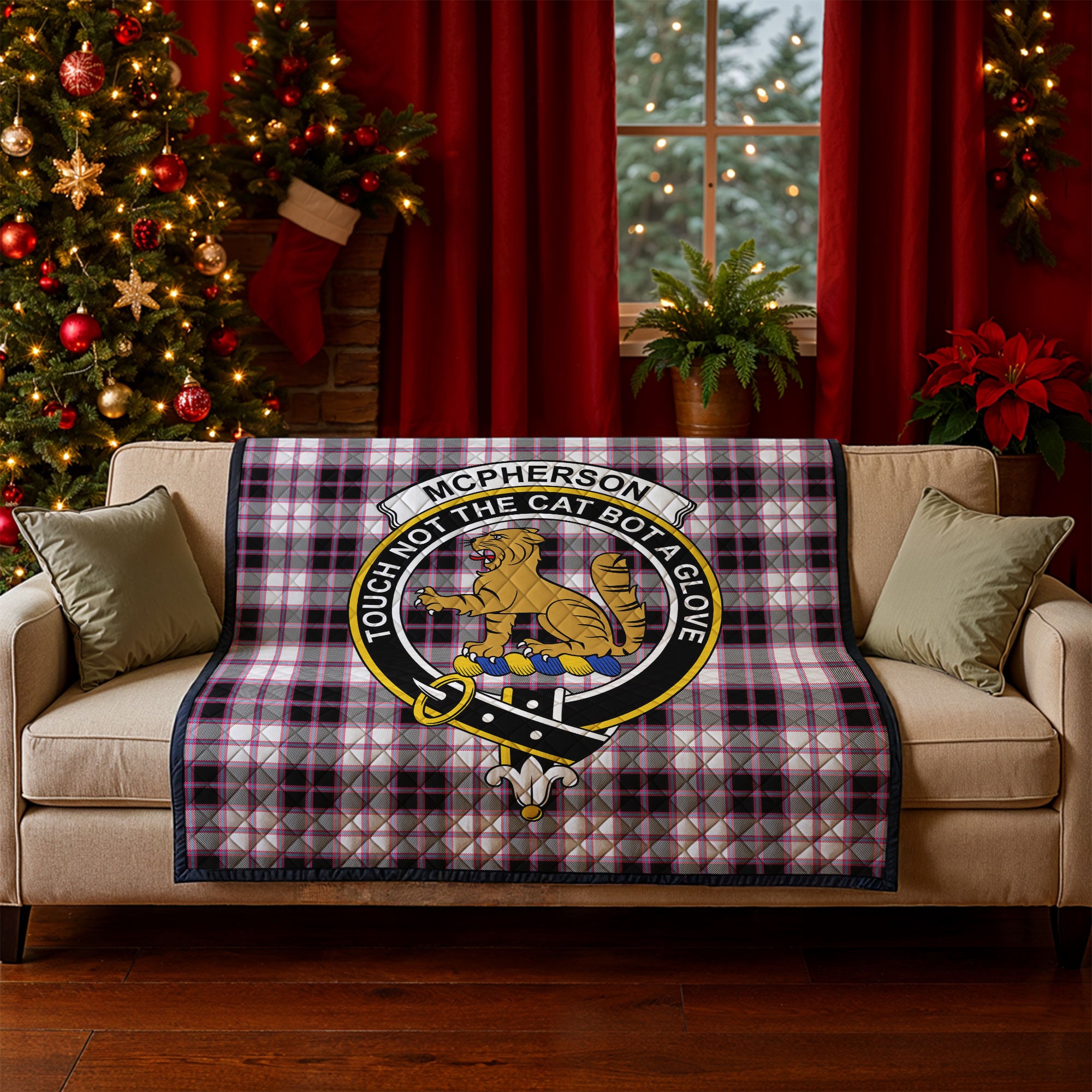 McPherson Hunting Modern Tartan Crest Quilt