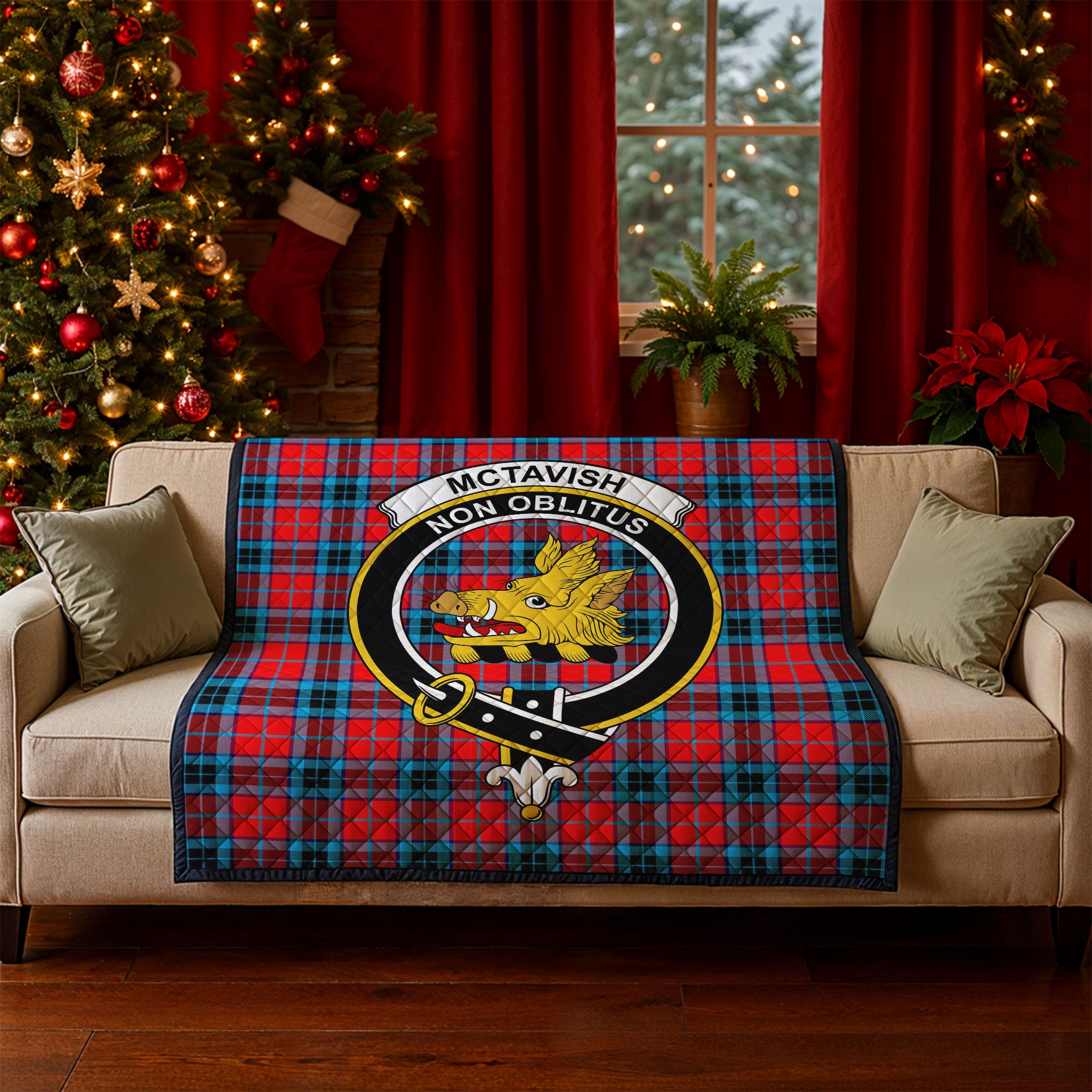 McTavish Modern Tartan Crest Quilt