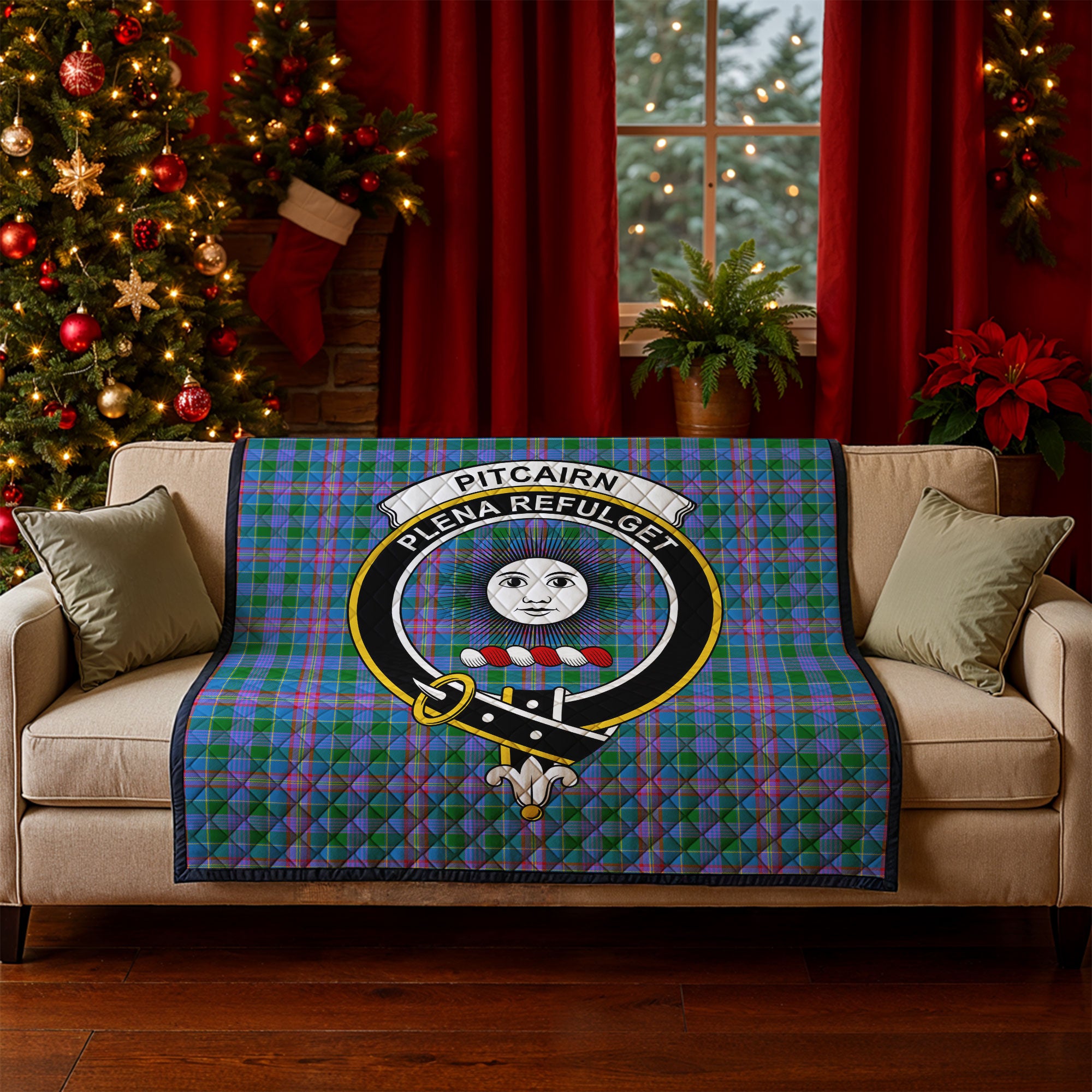 Pitcairn Hunting Tartan Crest Quilt