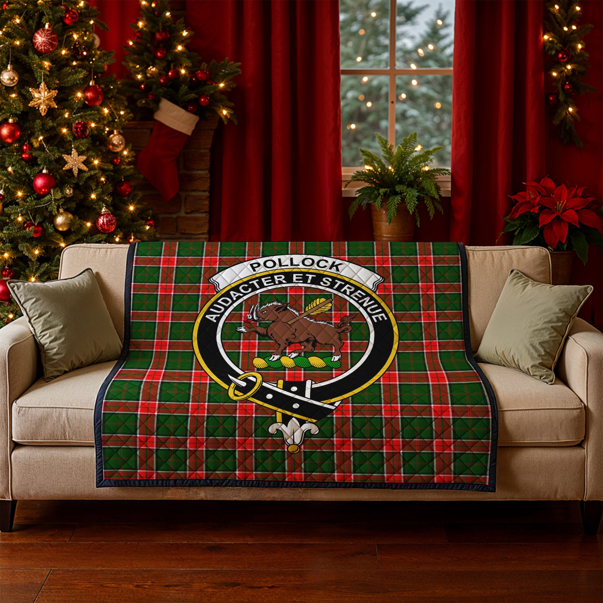Pollock Tartan Crest Quilt