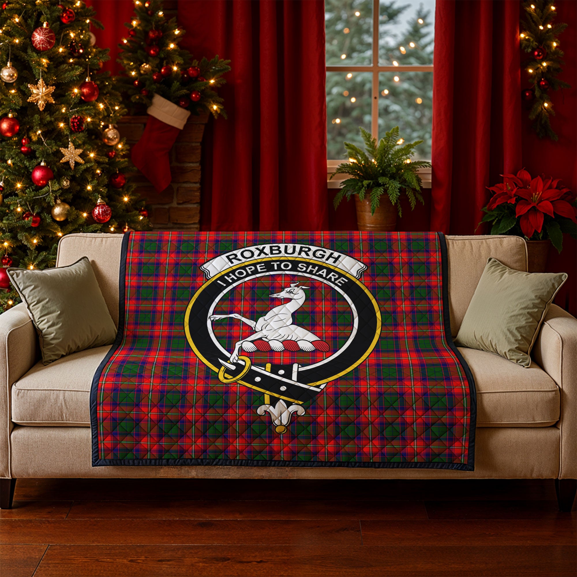 Roxburgh District Tartan Crest Quilt