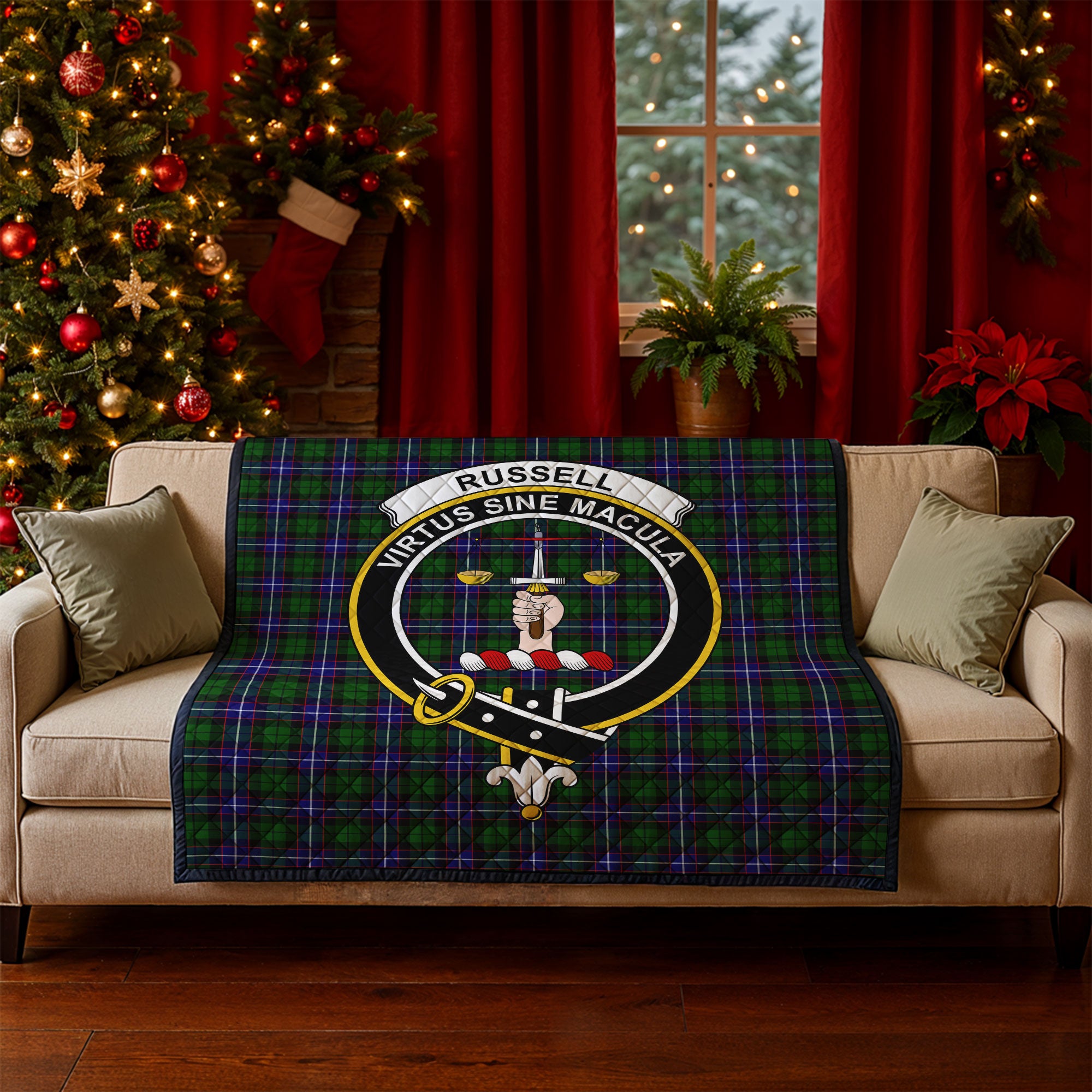 Russell Modern Tartan Crest Quilt