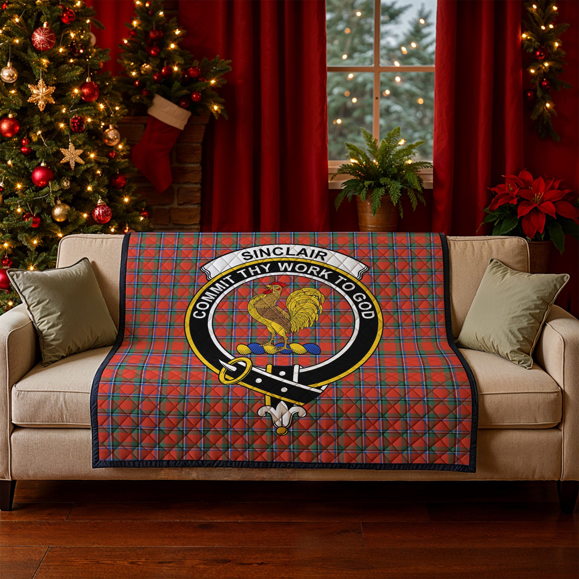 Sinclair Ancient Tartan Crest Quilt