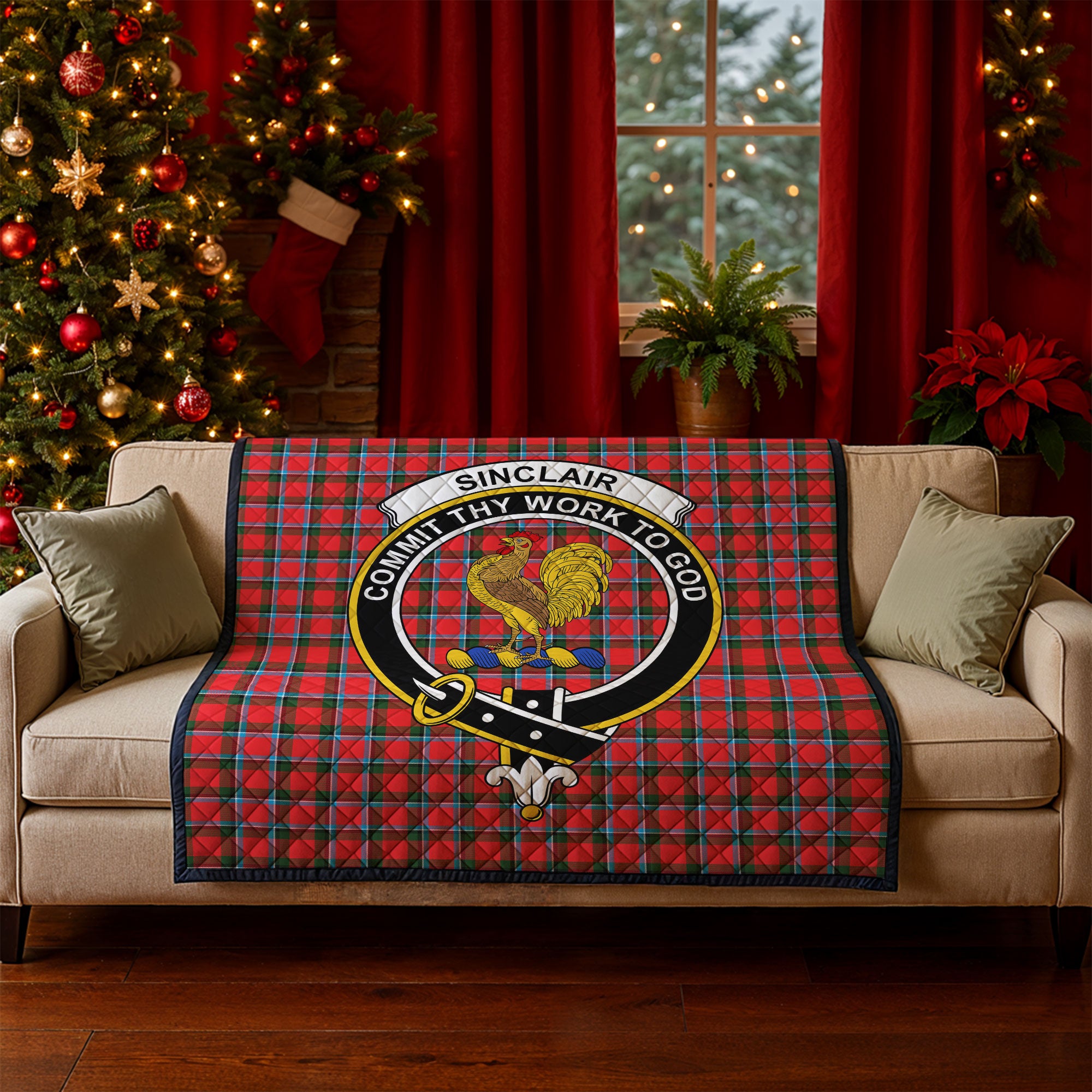 Sinclair Modern Tartan Crest Quilt