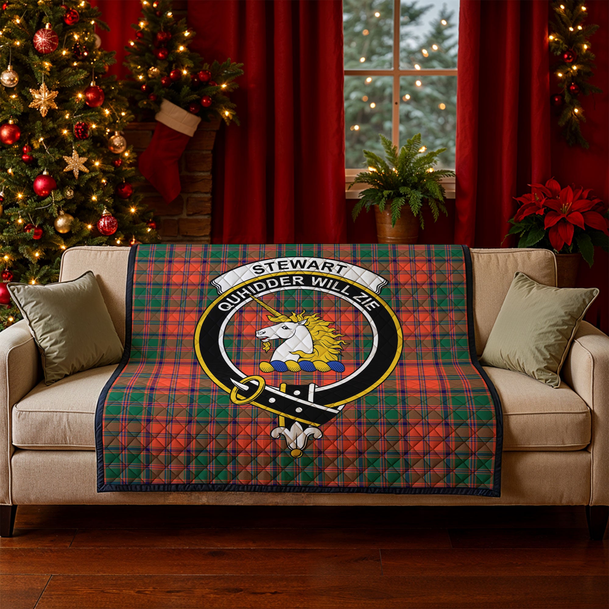 Stewart of Appin Ancient Tartan Crest Quilt