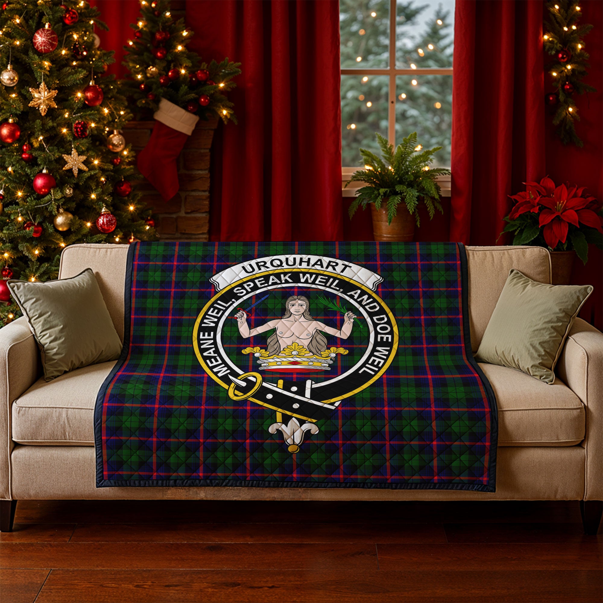 Urquhart Modern Tartan Crest Quilt