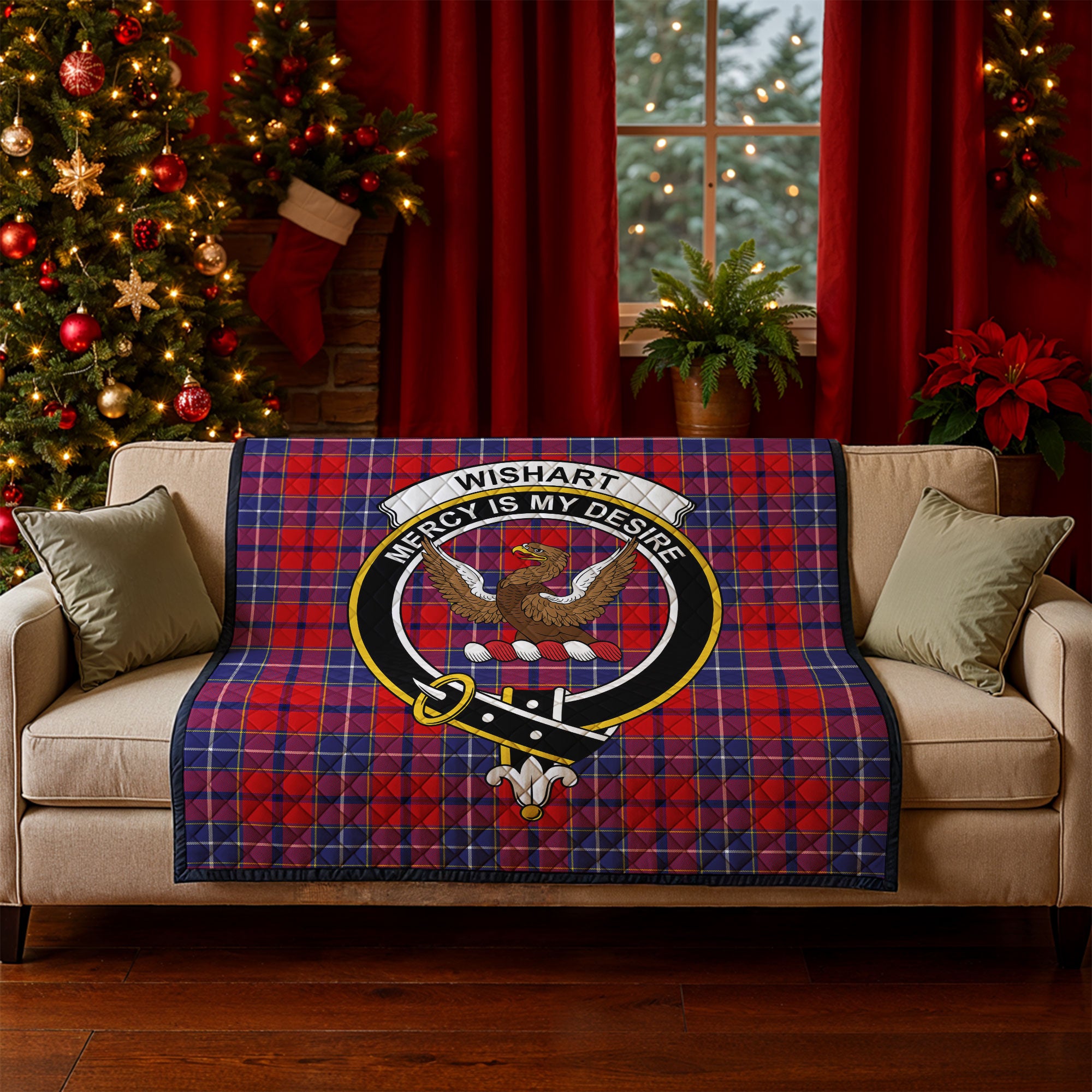 Wishart Dress Tartan Crest Quilt