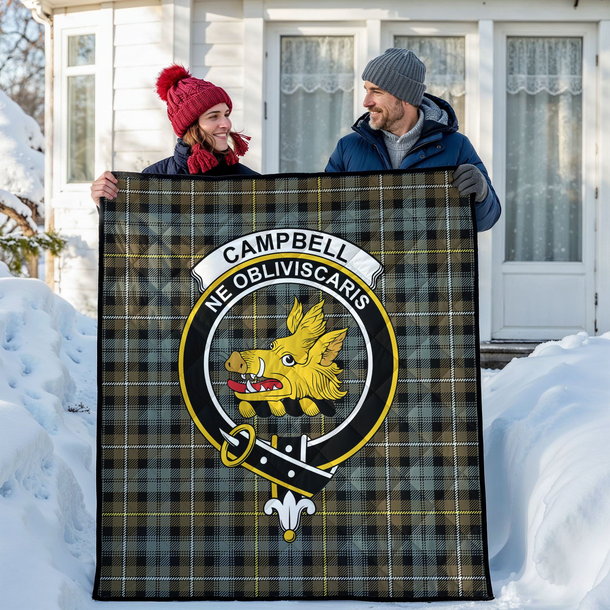Campbell Argyll Weathered Tartan Crest Quilt