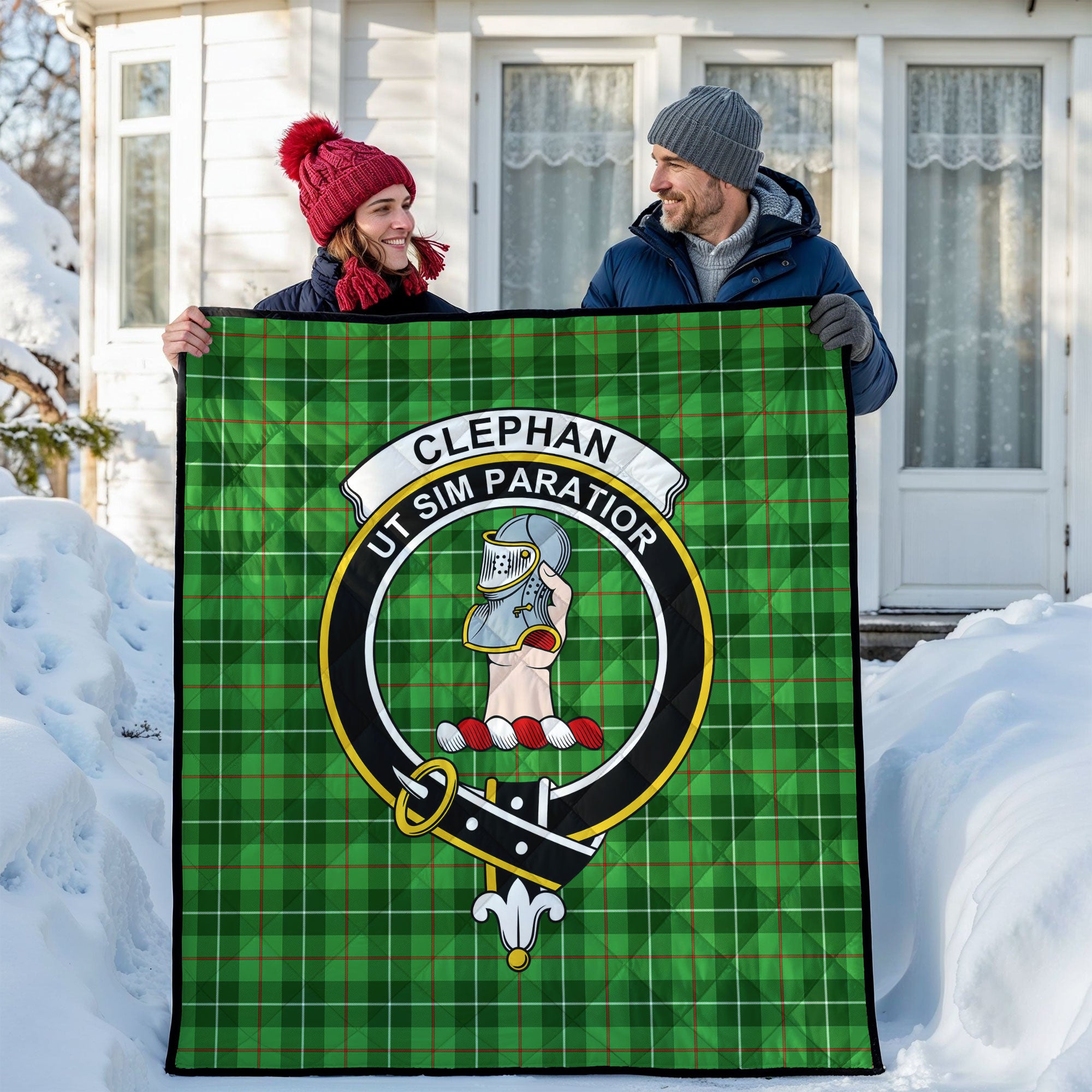 Clephan (or Clephane) Tartan Crest Quilt