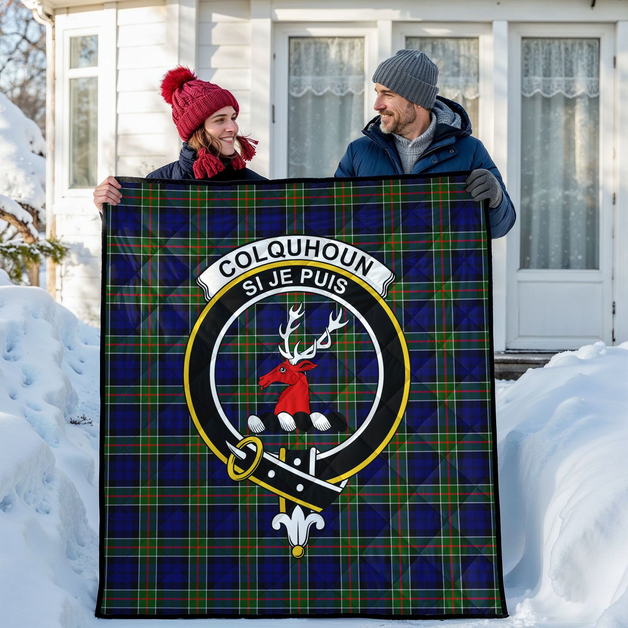 Colquhoun Modern Tartan Crest Quilt