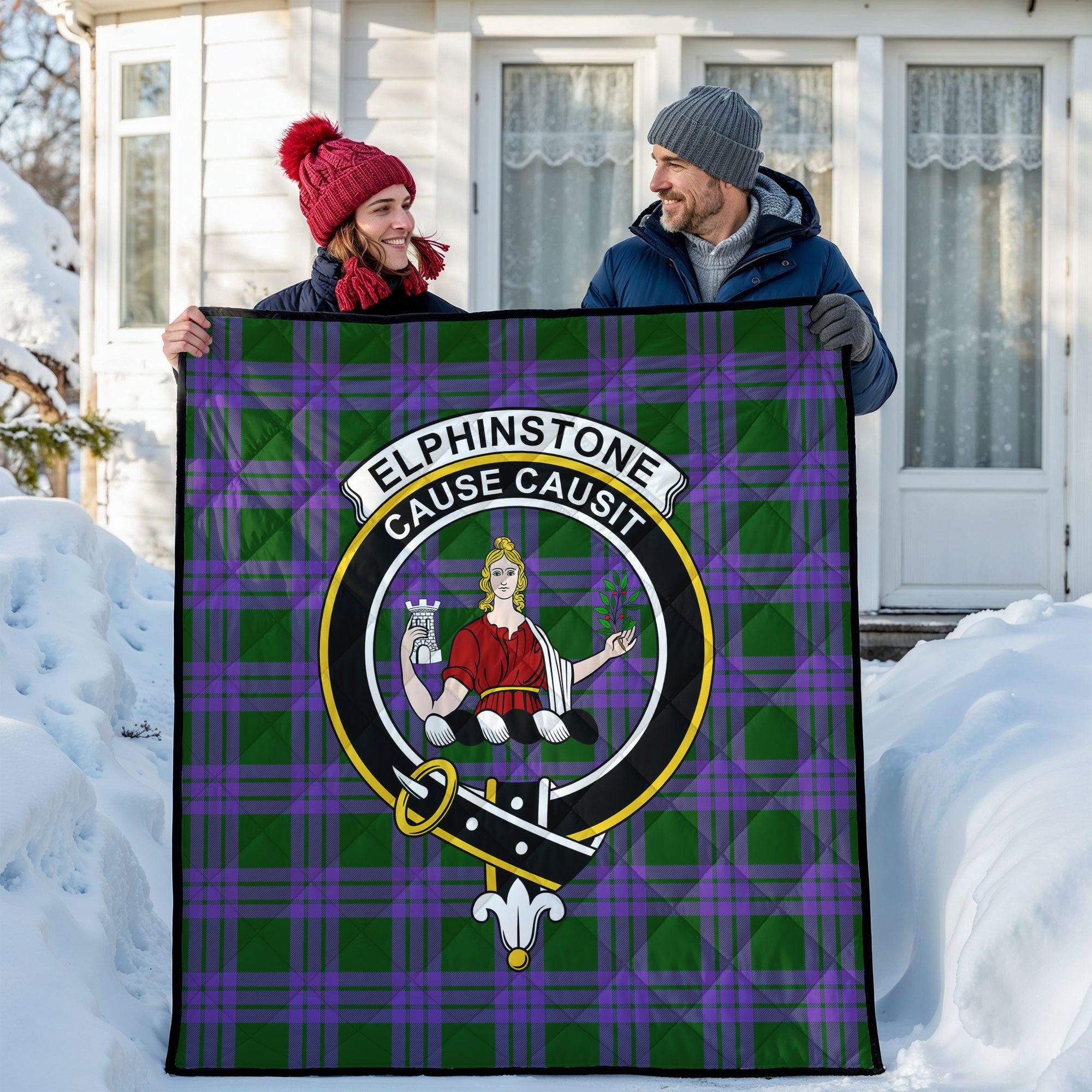 Elphinstone Tartan Crest Quilt