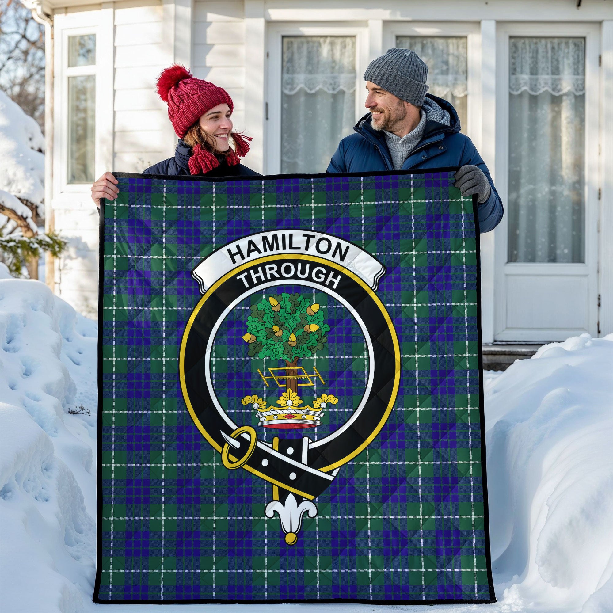 Hamilton Hunting Modern Tartan Crest Quilt