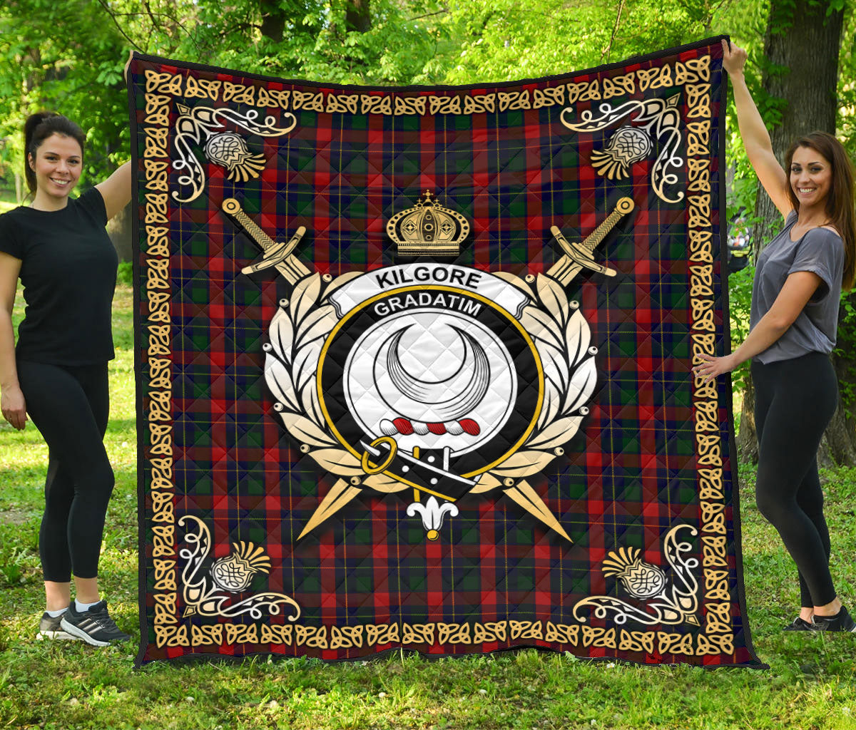 Kilgore Tartan Crest Premium Quilt - Celtic Thistle Style