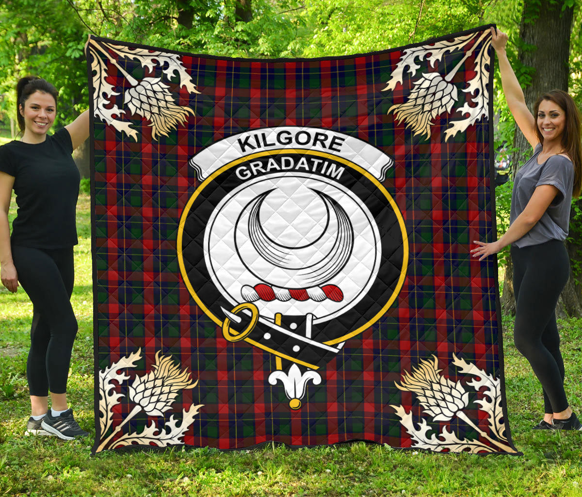 Kilgore Tartan Crest Premium Quilt - Gold Thistle Style