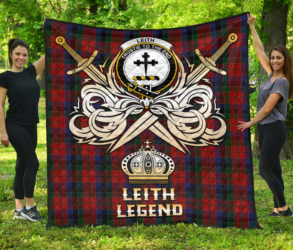 Leith Tartan Crest Legend Gold Royal Premium Quilt