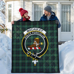 MacAuley Hunting Ancient Tartan Crest Quilt