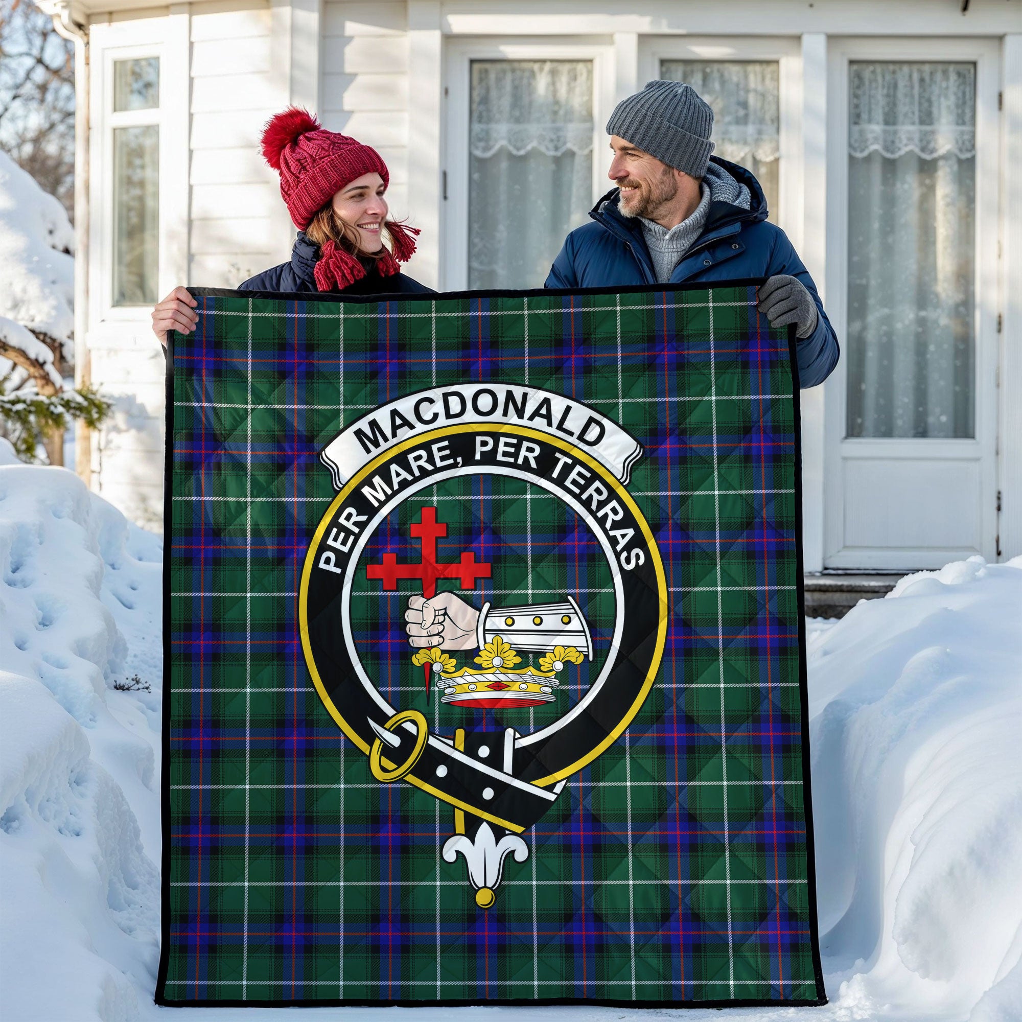 MacDonald of the Isles Hunting Modern Tartan Crest Quilt